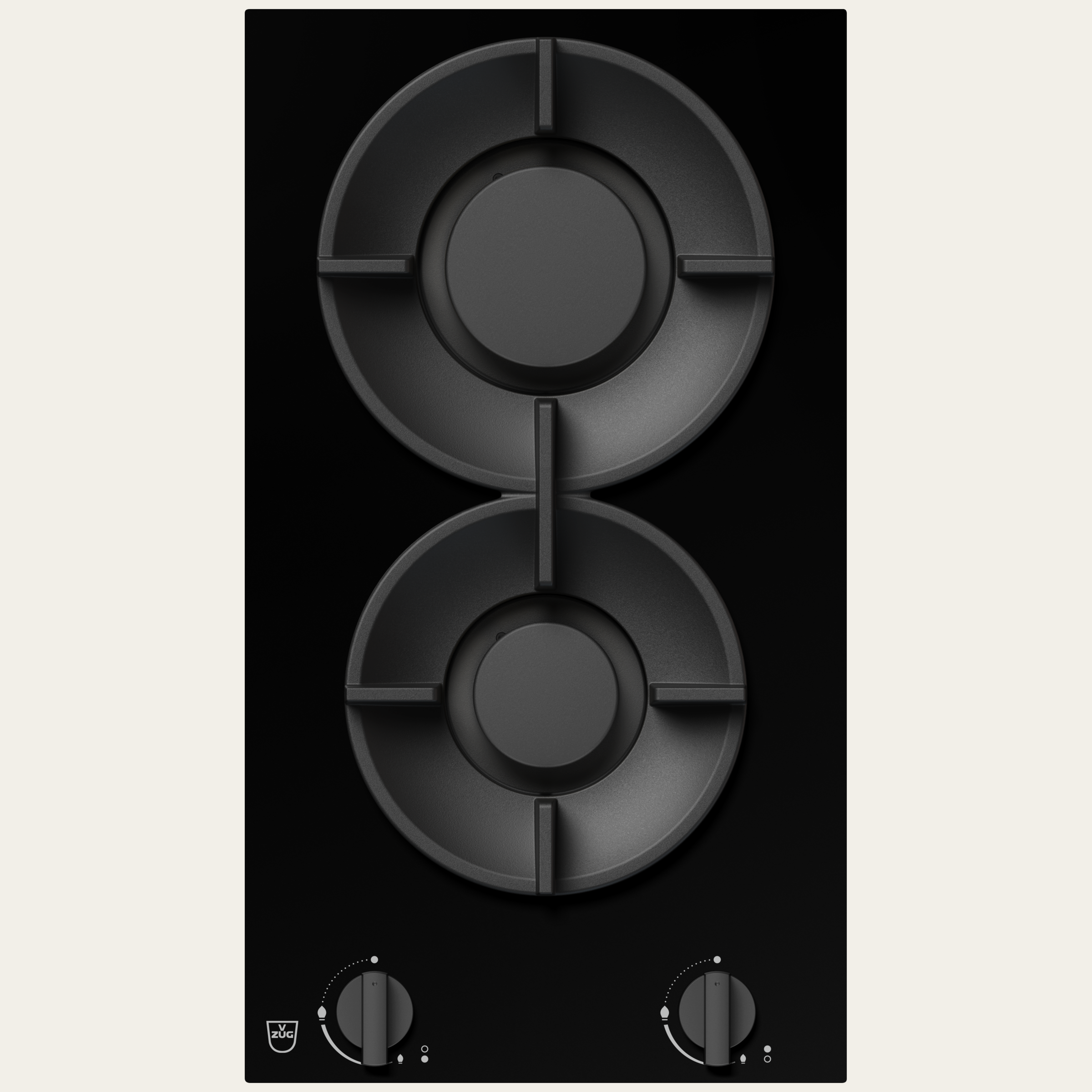 V-ZUG Hob GAS321GK, gas, Standard width: 30 cm, BlackDesign, DualDesign, dial, Cooking zones: 2