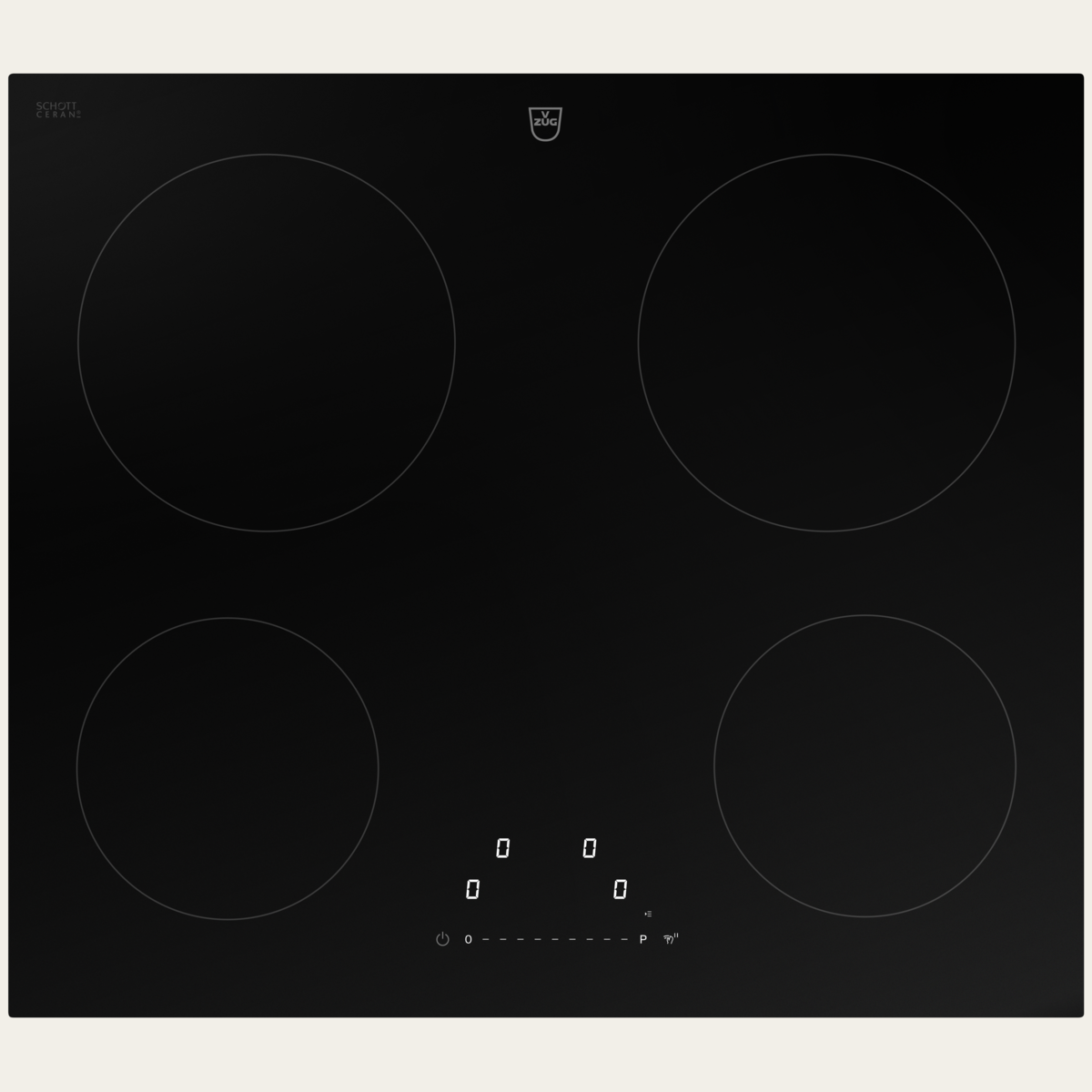 V-ZUG Hob CookTop V2000 I604, Induction, Standard width: 60 cm, BlackDesign, DualDesign, OptiLink, Single slider, Slider control, Cooking zones: 4