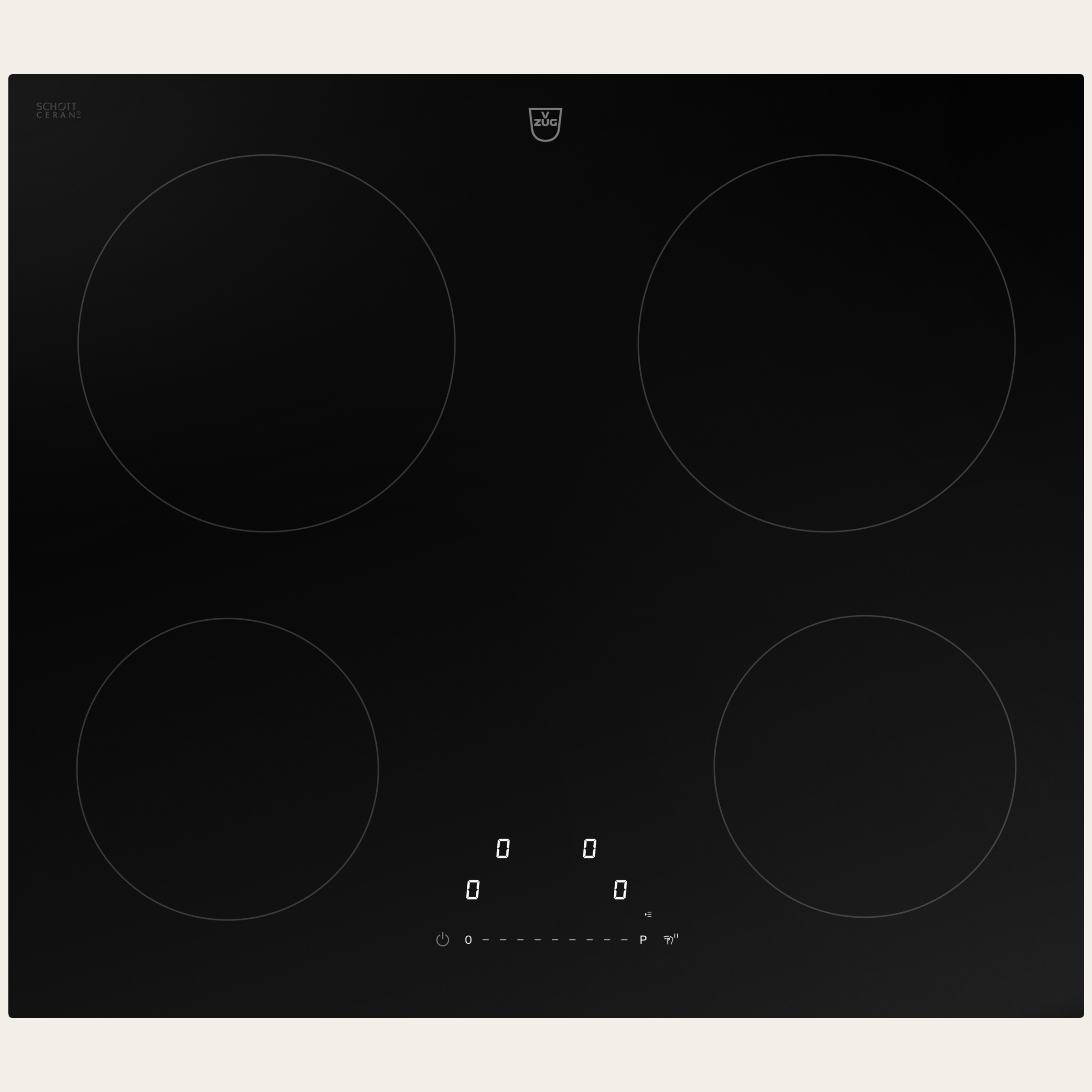 V-ZUG Table de cuisson CookTop V2000 I604, Induction, Norme largeur: 60 cm, BlackDesign, DualDesign, OptiLink, Slider simple, Commande par «slider», Zones de cuisson: 4