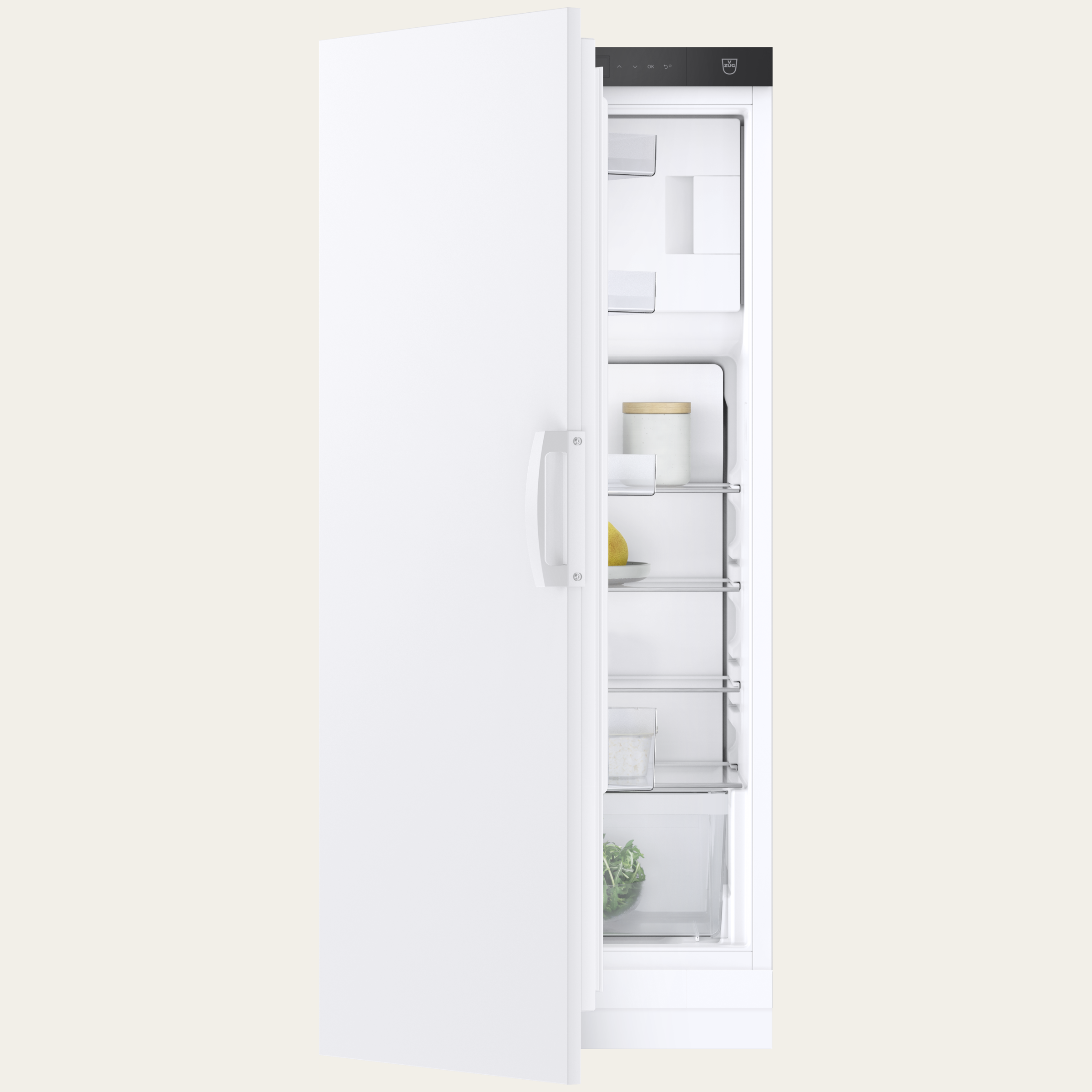 V-ZUG Refrigerator/freezer Cooler V600 127GC, Standard width: 55 cm, Standard height: 127 cm, White, Door hinge: Left, Energy efficiencyclass: D, TouchControl