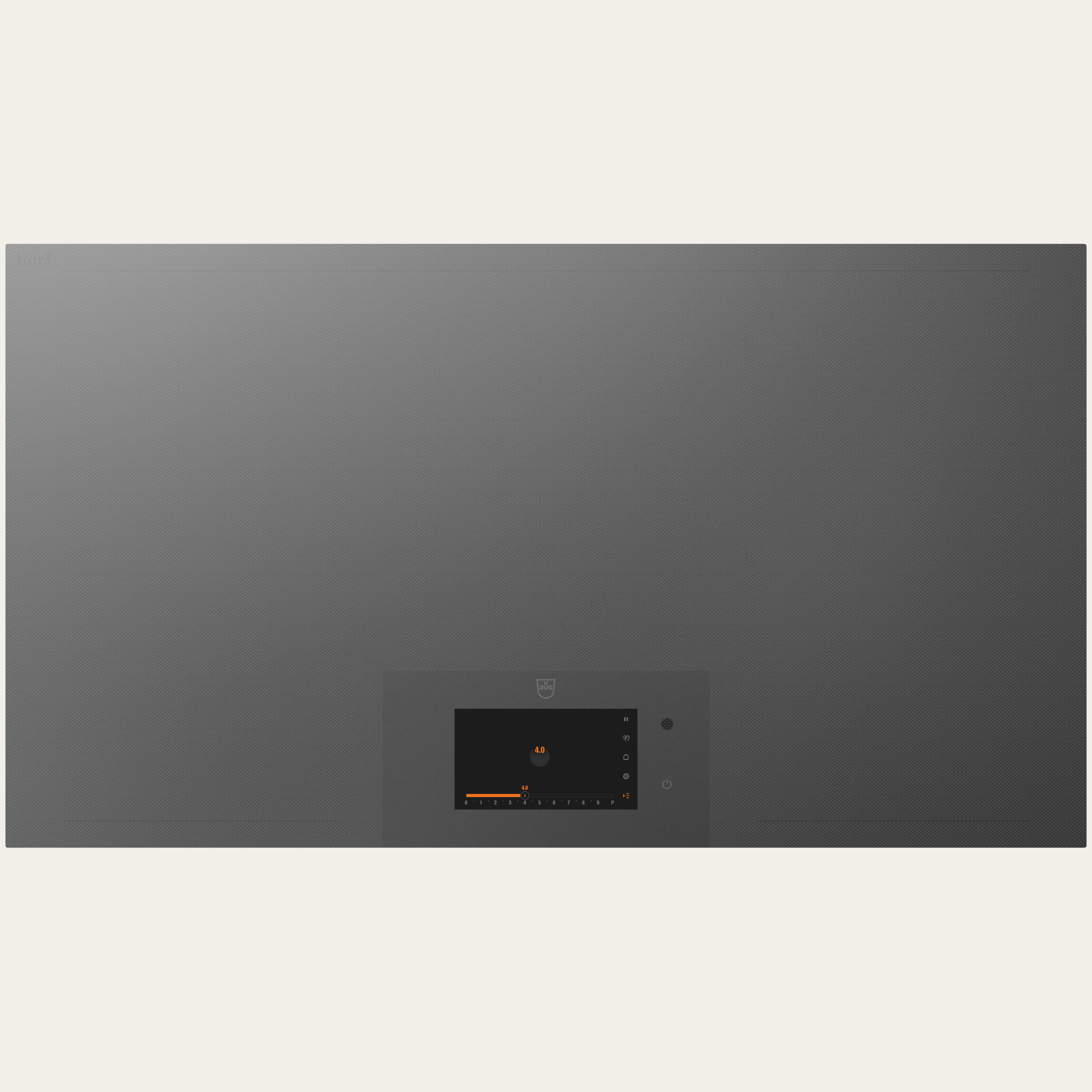 V-ZUG Hob CookTop V6000 I906 FullFlex, Induction, Standard width: 90 cm, Platinum, DualDesign, Single slider, Slider control, Cooking zones: Flexible hob