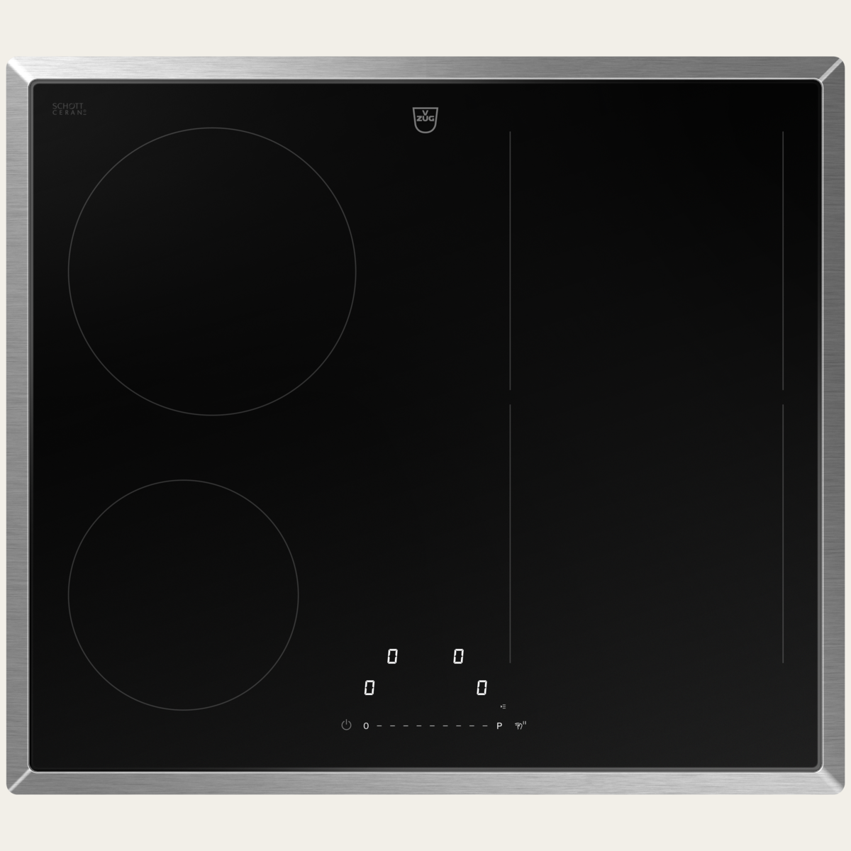 V-ZUG Piano cottura CookTop V2000 I604, Induzione, Standard di larghezza: 60 cm, BlackDesign, Cornice crom, OptiLink, Cursore singolo, Comando a cursore, Zone di cottura: 4