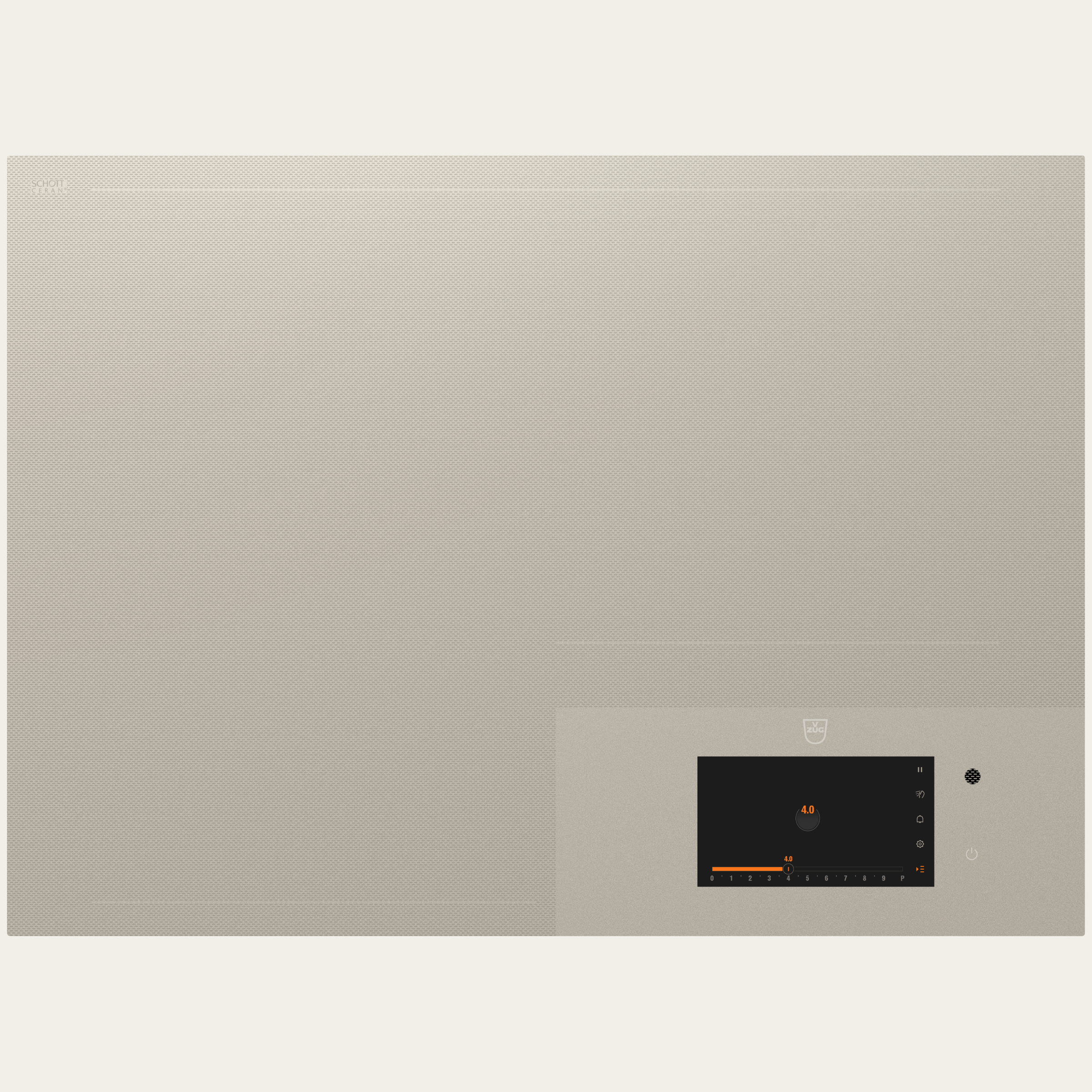 V-ZUG Kookveld CookTop V6000 I705 FullFlex, Inductie, Breedte: 70 cm, Pearl, DualDesign, Enkelvoudige slider, Slider-bediening, Kookzones: Flexibele kookplaat