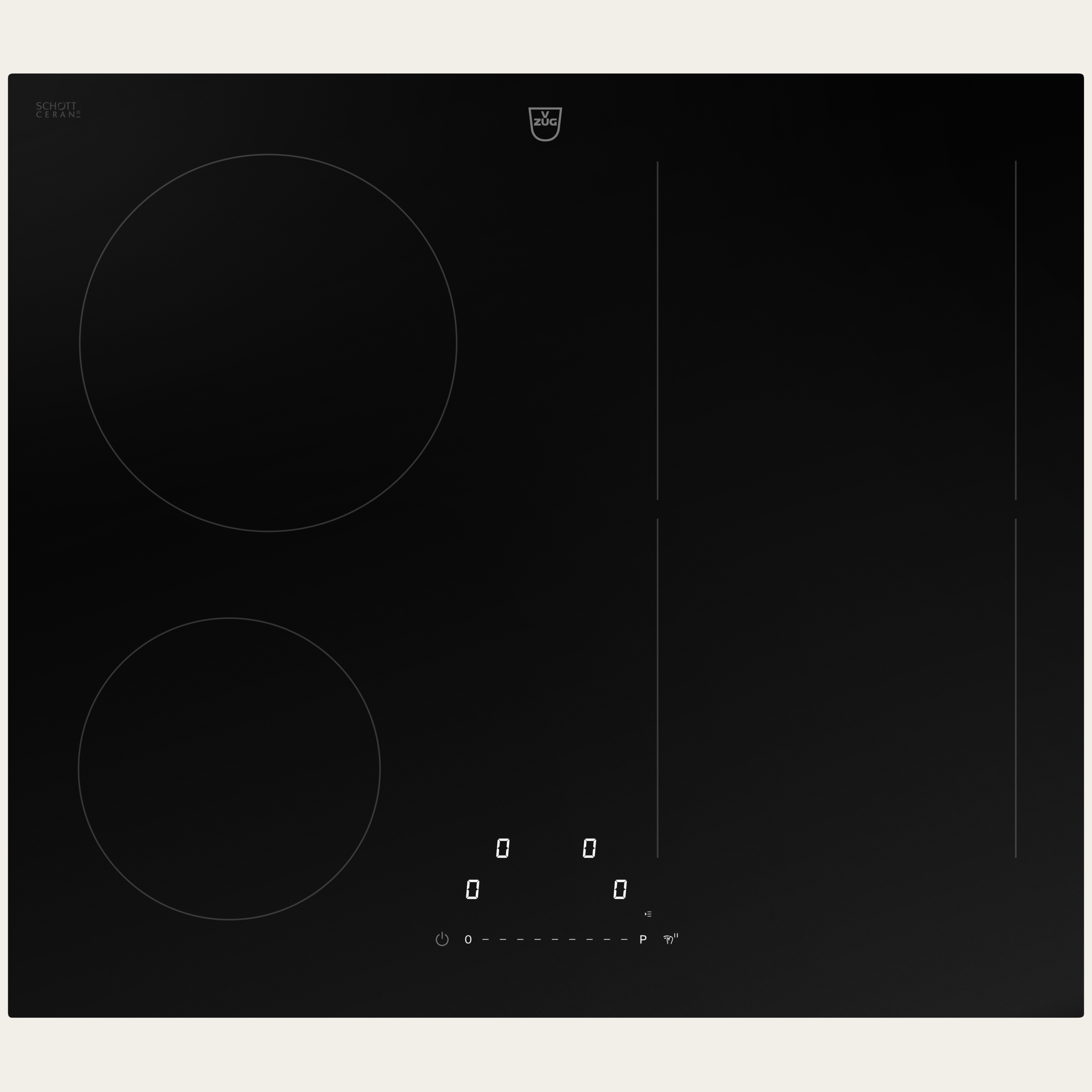 V-ZUG Hob CookTop V2000 I604, Induction, Standard width: 60 cm, BlackDesign, DualDesign, OptiLink, Single slider, Slider control, Cooking zones: 4