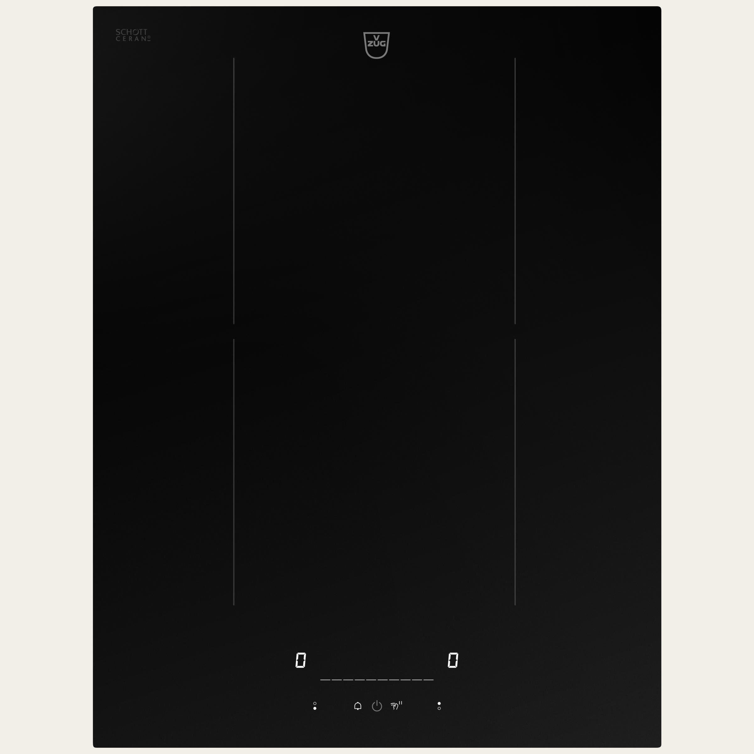V-ZUG Table de cuisson CookTop V2000 I402, Induction, Norme largeur: 40 cm, BlackDesign, DualDesign, OptiLink, Slider simple, Commande par «slider», Zones de cuisson: 2