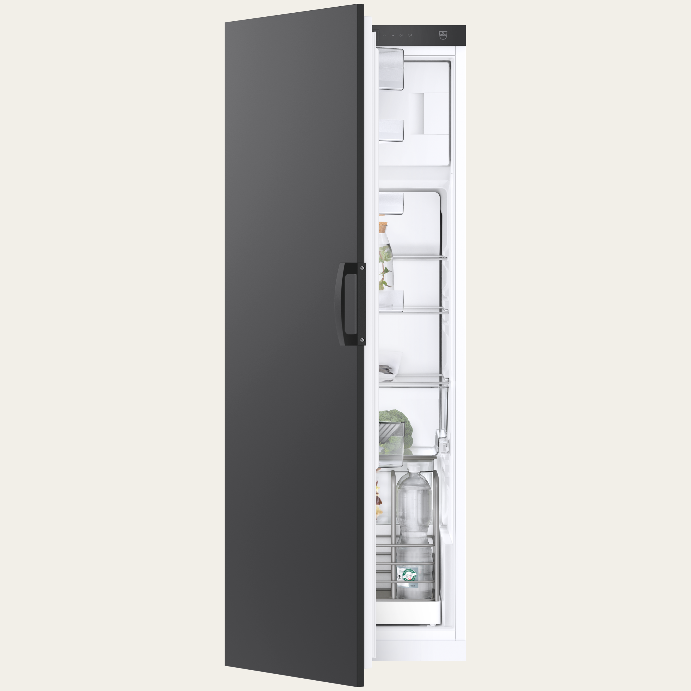 V-ZUG Refrigerator/freezer Cooler V2000 152FGI, Standard width: 55 cm, Standard height: 152.4 cm, Nero, Door hinge: Left, Energy efficiencyclass: D, TouchControl