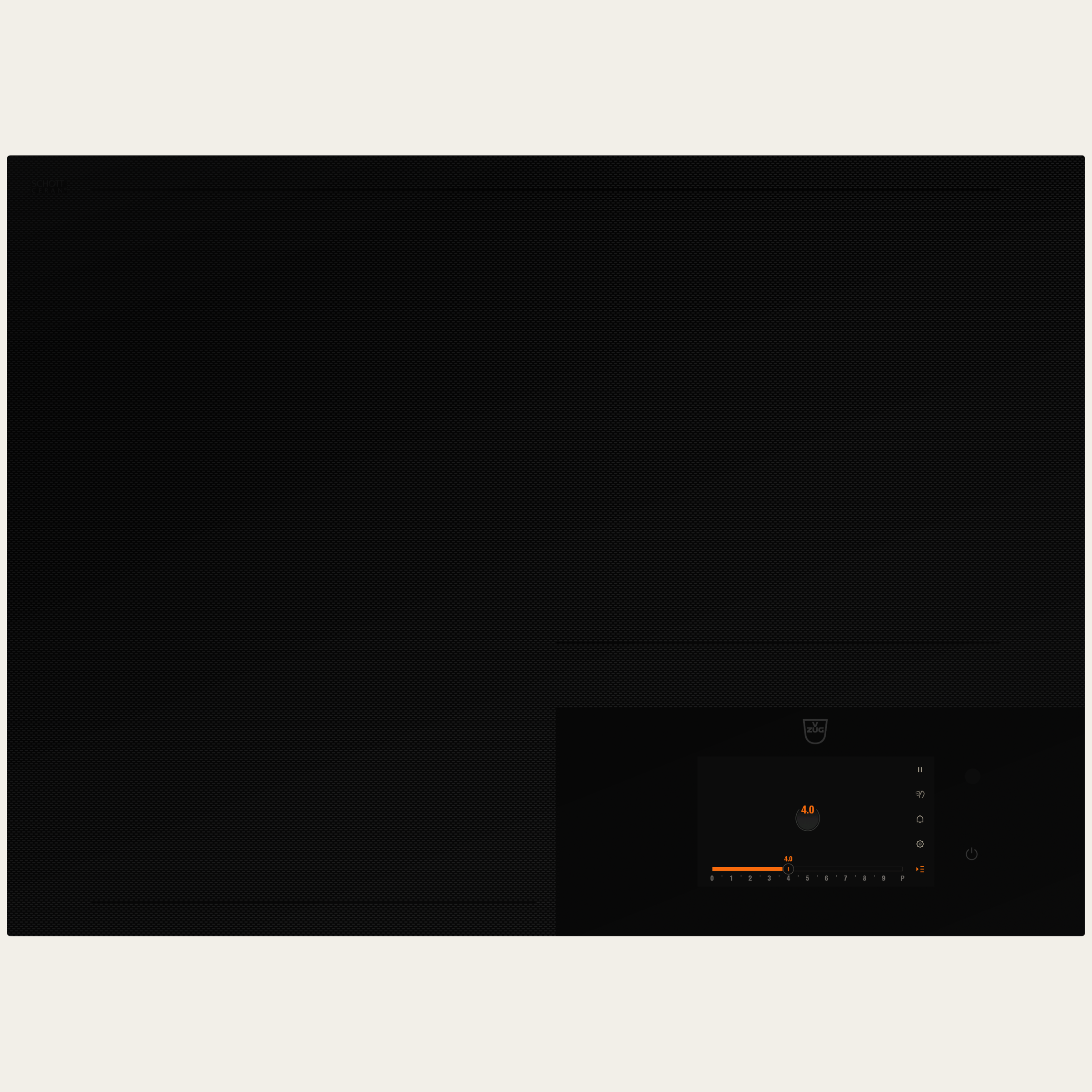 V-ZUG Hob CookTop V6000 I705 FullFlex, Induction, Standard width: 70 cm, black, DualDesign, Single slider, Slider control, Cooking zones: Flexible hob