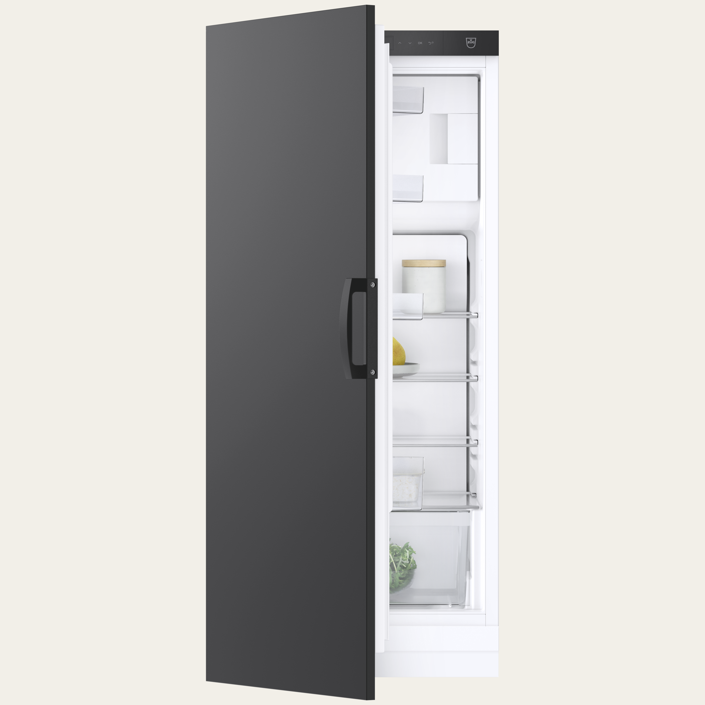V-ZUG Refrigerator/freezer Cooler V600 127GC, Standard width: 55 cm, Standard height: 127 cm, Nero, Door hinge: Left, Energy efficiencyclass: D, TouchControl