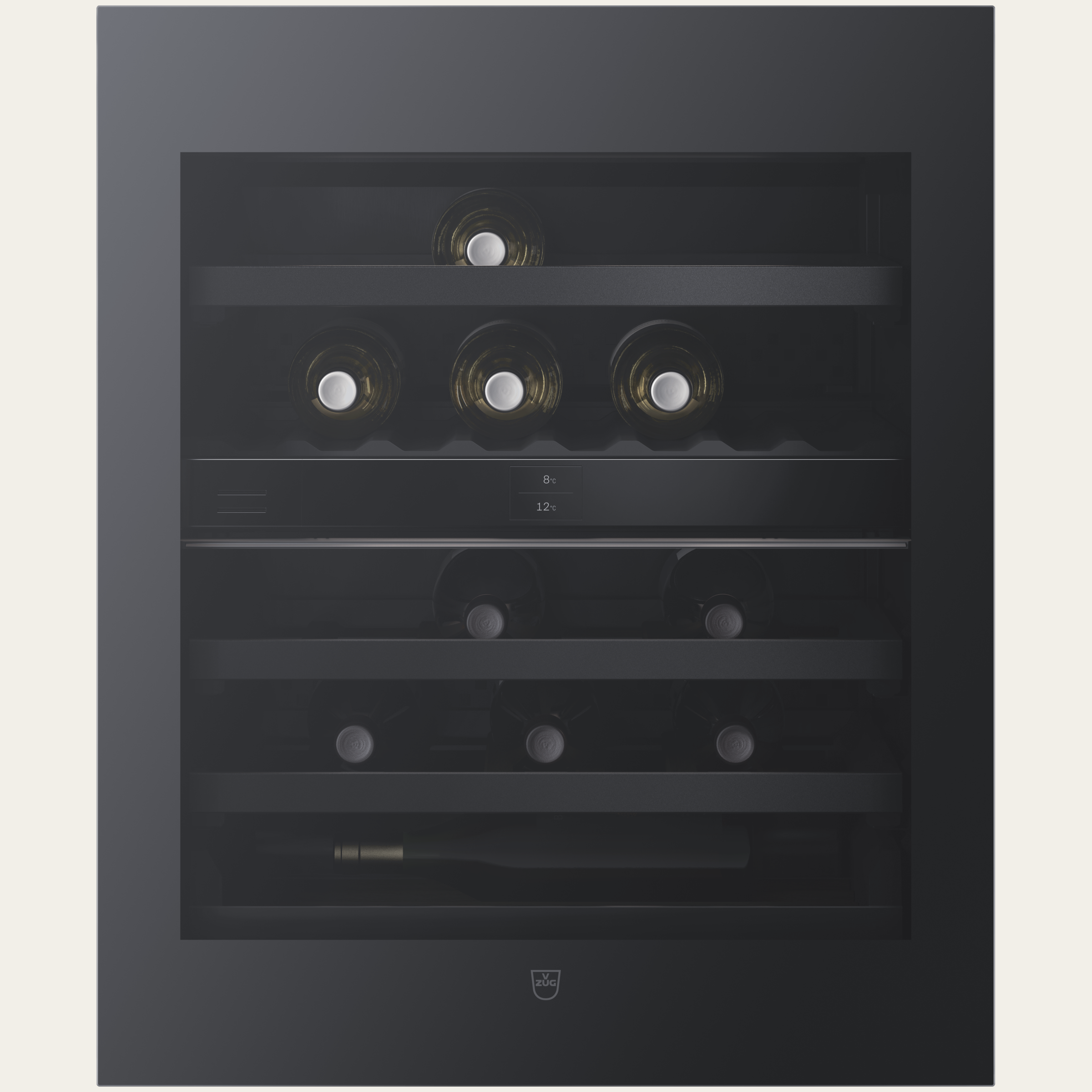 V-ZUG Refrigerator/freezer WineCooler V4000 8U, Standard width: 60 cm, Standard height: 82 cm, Black mirror glass, Door hinge: Right, Energy efficiency class: E, TouchControl