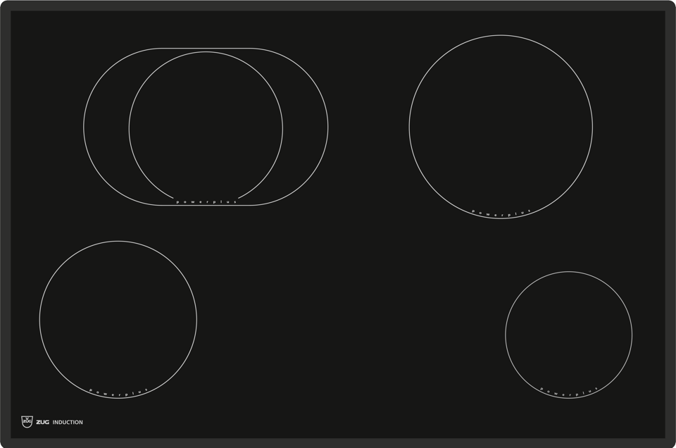 V-ZUG Induction hob GK46IABD, with faceting, warming zone, external control
