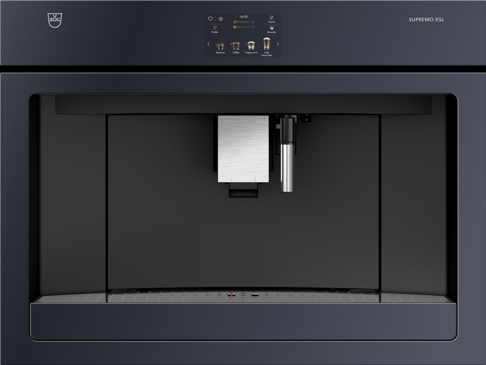 V-ZUG Coffee-Centre Supremo XSL 60, Standard width: 60 cm, Standard height: 45 cm, Black glass, TouchControl, Energy efficiency: A