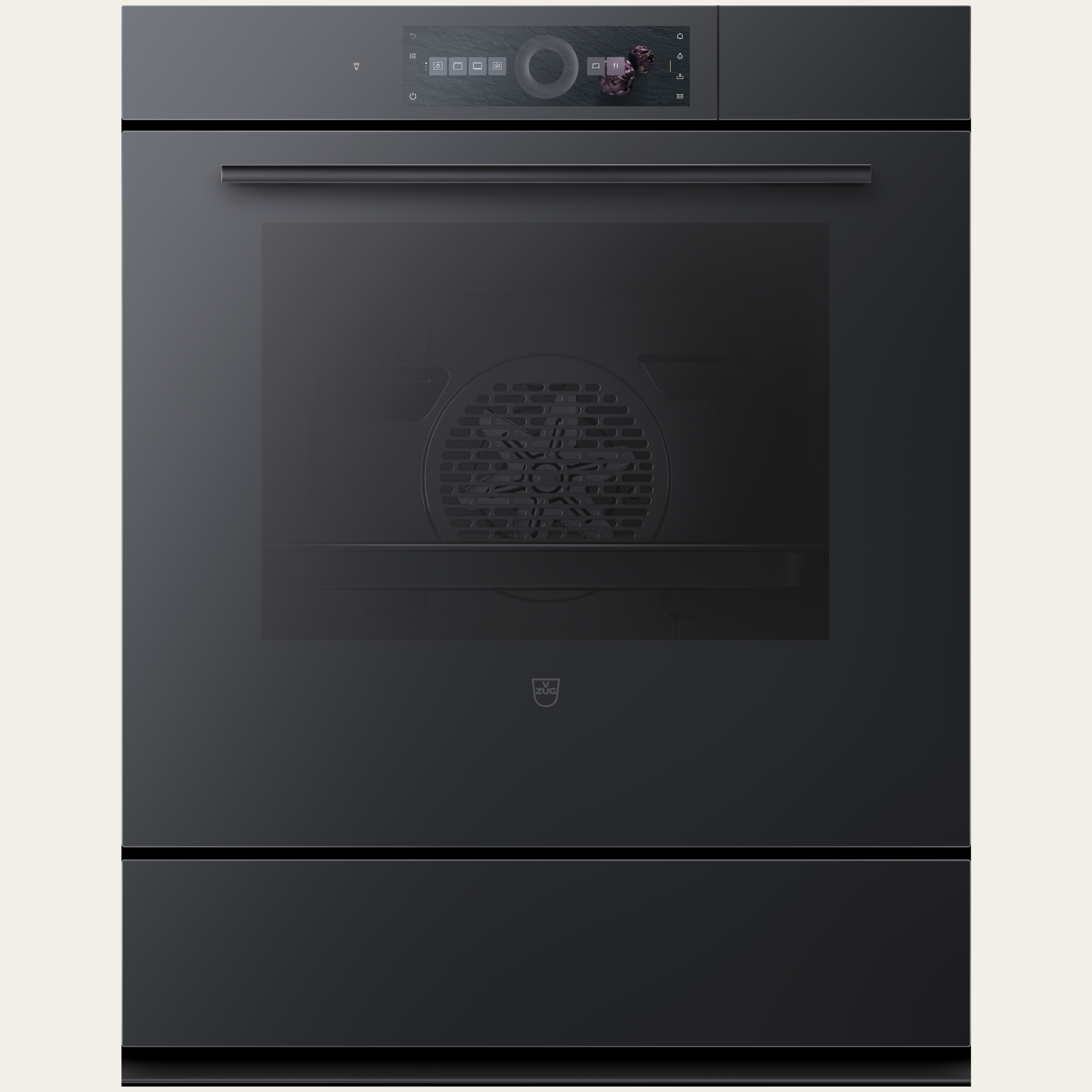 V-ZUG Forno a vapore CombairSteamer V6000 76, Standard di larghezza: 60 cm, Norma per l'altezza: 76.2 cm, Vetro a specchio nero, Touchscreen con CircleSlider, V-ZUG-Home, Cassetto riscaldabile dell'apparecchio