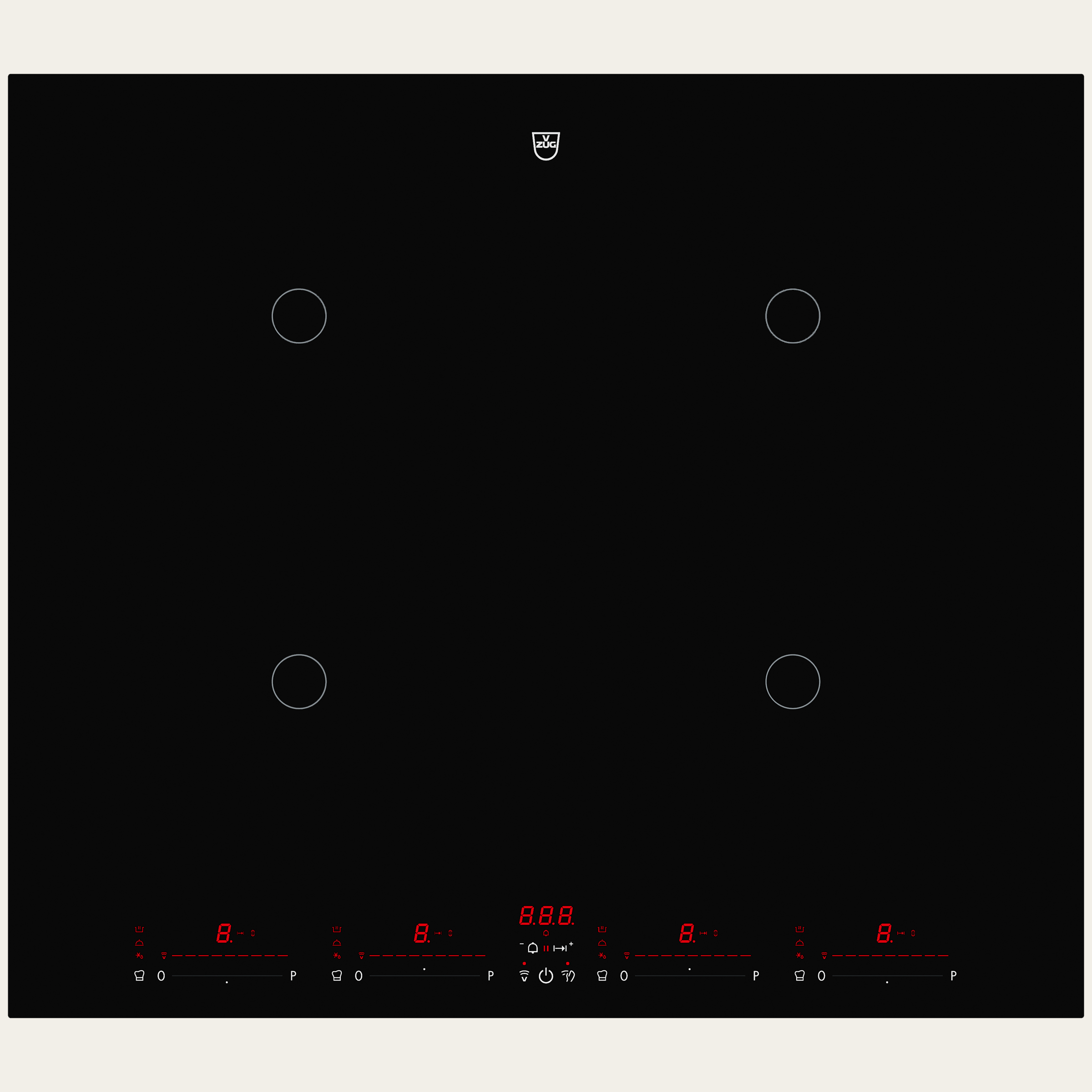 V-ZUG Kochfeld CookTop V4000 I604, Induktion, Breitennorm: 60 cm, BlackDesign, OptiGlass, DualDesign, OptiLink, Multi-Slider/Direktwahl, Slider-Bedienung, Kochzonen: 4