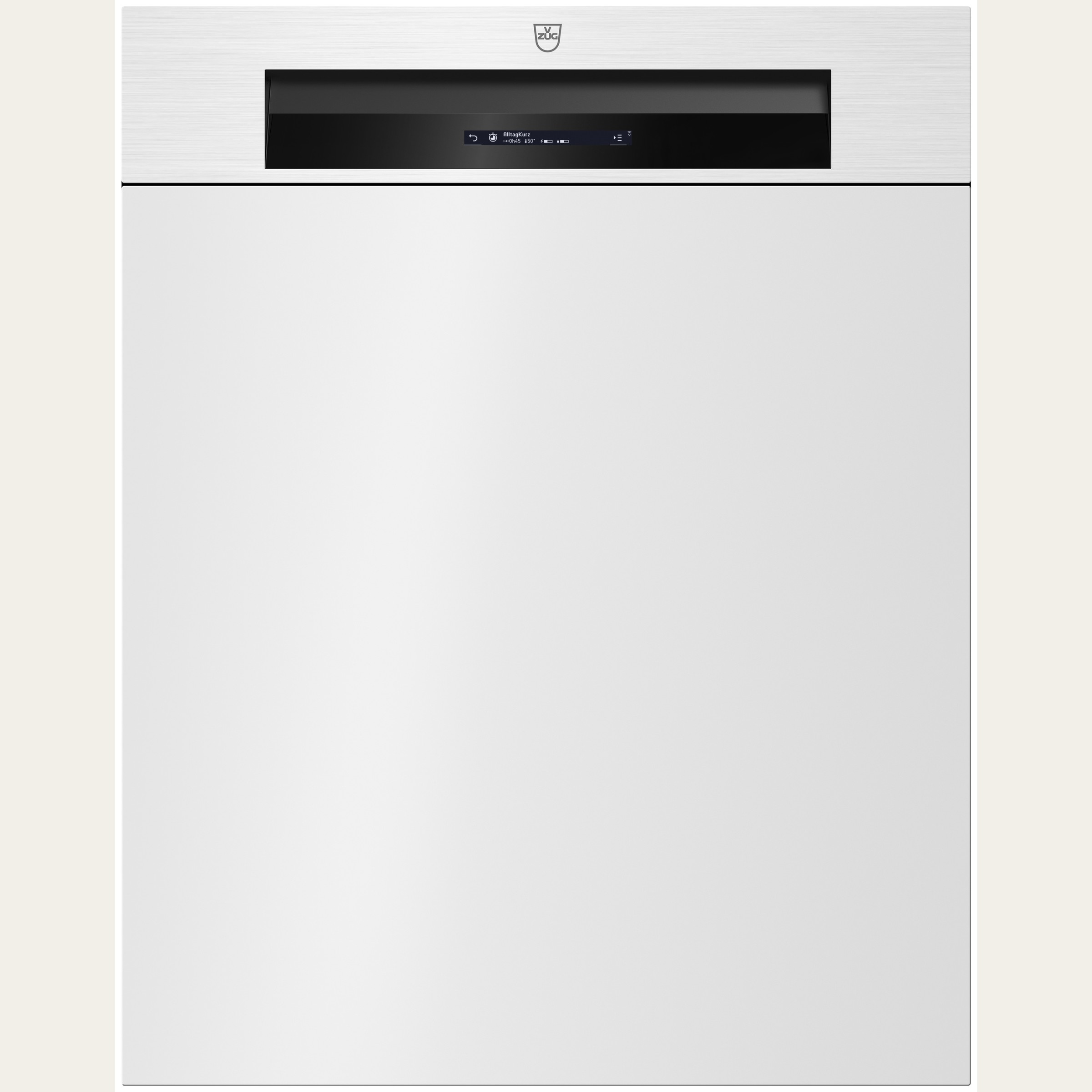 V-ZUG Dishwasher AdoraDish V2000 I, Standard width: 60 cm, White, Handle: Recessed handle, V-ZUG-Home, LCD