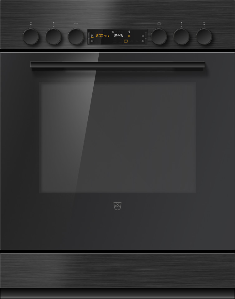 V-ZUG Herd Combair V600, Breitennorm: 60 cm, Höhennorm: 76.2 cm, Nero, Griff: Nero, Drehschalter, V-ZUG-Home, TopClean, Geräteschublade beheizbar, Anzahl bedienbare Kochzonen: 4