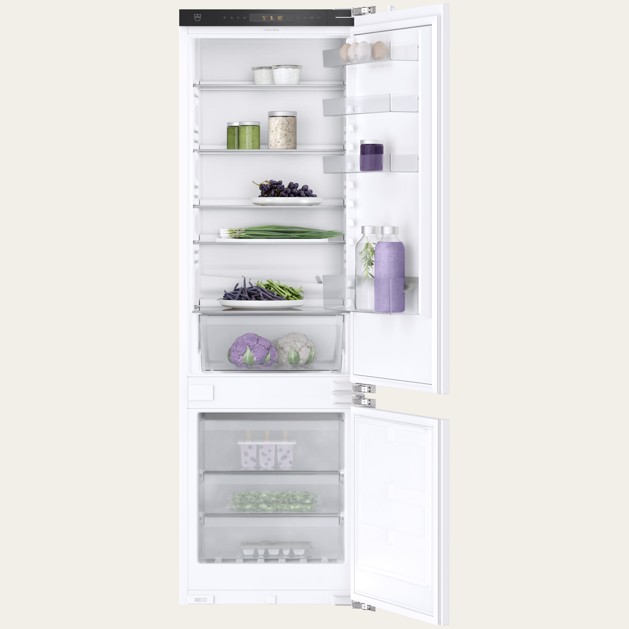 V-ZUG Réfrigérateur/congélateur CombiCooler V600 178NI, Norme largeur: 55 cm, Norme de hauteur: 177.8 cm, Blanc, Charnière: droite, Classed’efficacité énergétique: D, TouchControl, NoFrost