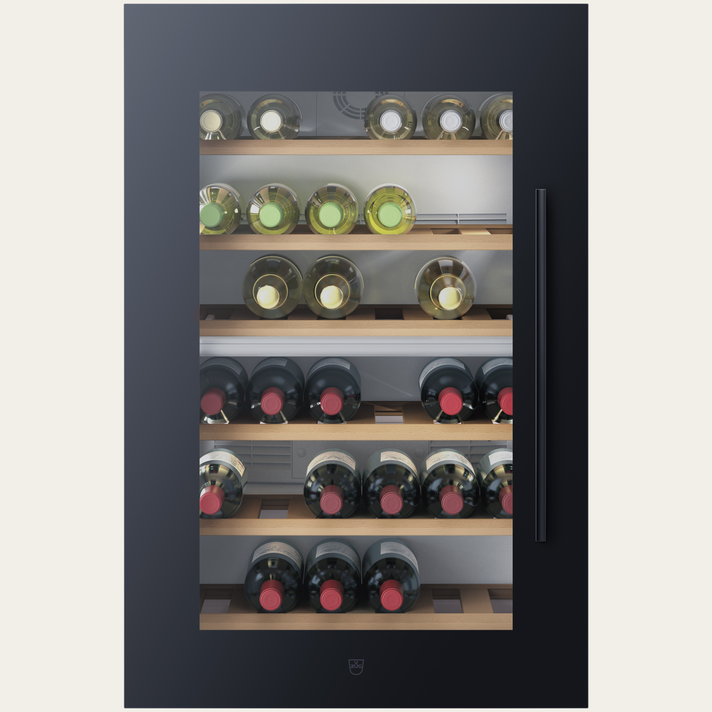V-ZUG Kühl-/Gefriergerät Winecooler 90 SL 60, Breitennorm: 60 cm, Höhennorm: 90.6 cm, Spiegelglas Schwarz, Türanschlag: links, Energieeffizienzklasse: G, Drucktasten