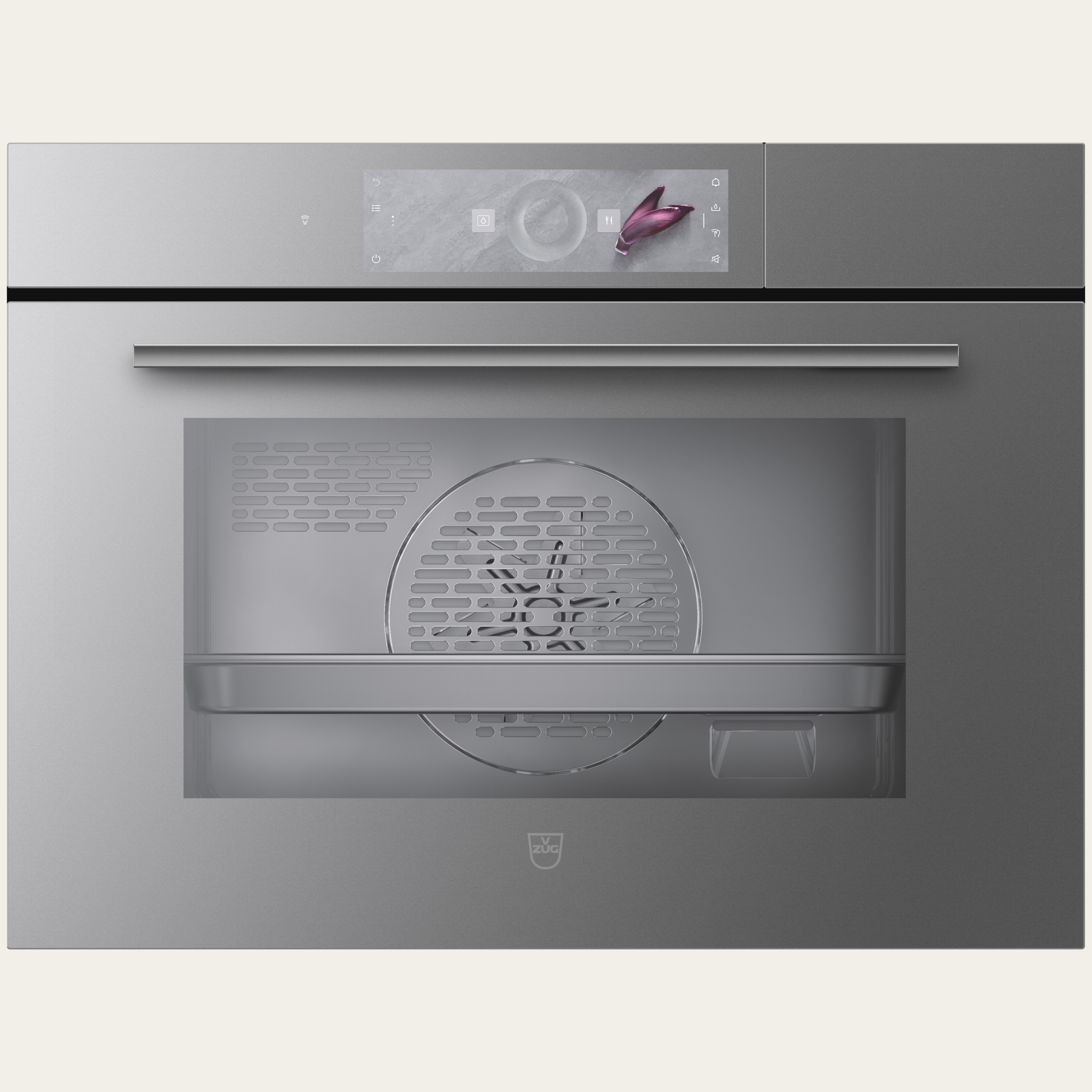 V-ZUG Steamer Steamer V4000 45, Anchura estándar: 60 cm, Altura estándar: 45 cm, Vidrio espejo Platinum, Pantalla táctil con CircleSlider, V-ZUG-Home