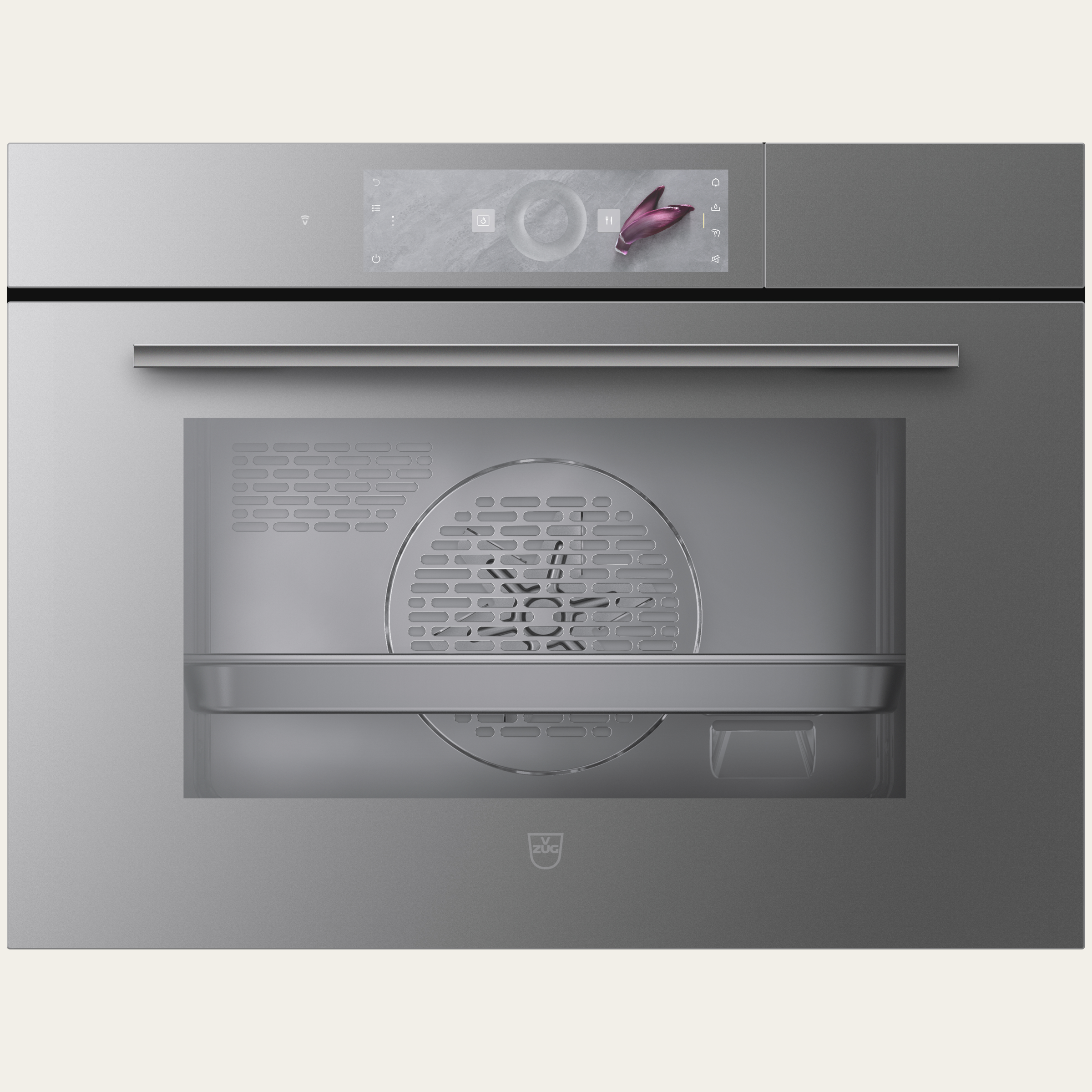 V-ZUG Stoomoven Steamer V4000 45, Breedte: 60 cm, Hoogte: 45 cm, Spiegelglas Platinum, Aanraakscherm met CircleSlider-bediening, V-ZUG-Home