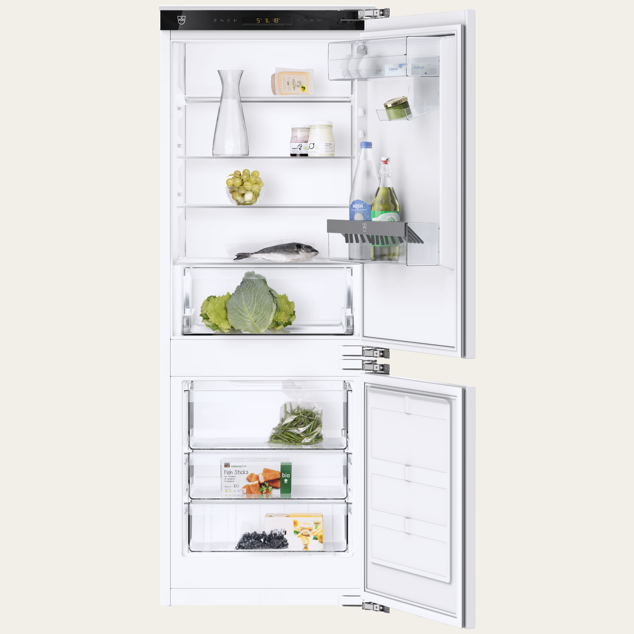 V-ZUG Refrigerators, CombiCooler V2000 152NI, Standard width: 60 cm, Standard height: 152.4 cm, Fully integratable, Door hinge: Right, TouchControl, NoFrost