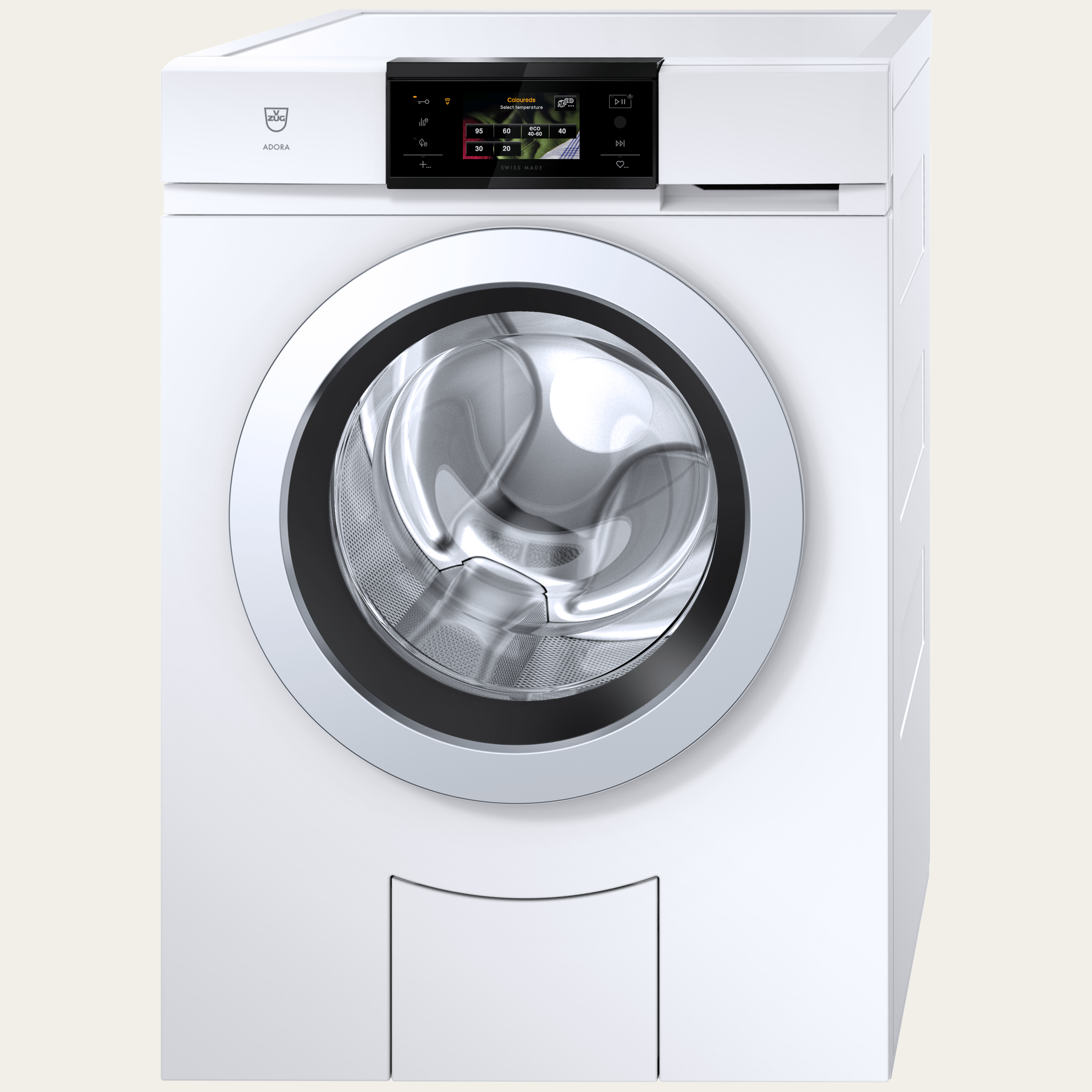 V-ZUG Lavatrice AdoraLavatrice V4000, Battuta porta: A destra, V-ZUG-Home, Design porta: ChromeClass, Display grafico interamente a colori, Seconda pompa di scarico, Capacità nominale: 8 kg