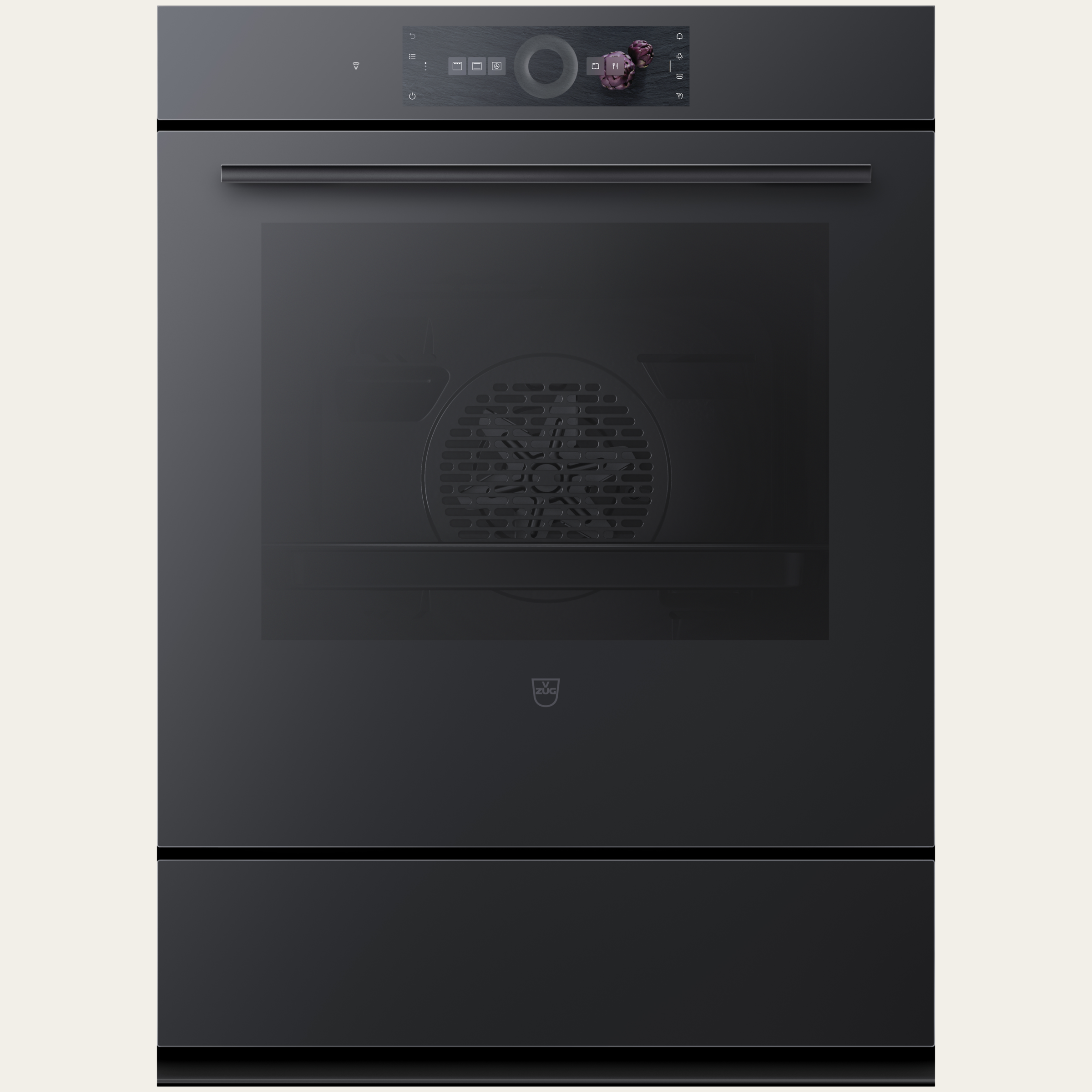 V-ZUG Backofen Combair V6000 76PC, Breitennorm: 55 cm, Höhennorm: 76.2 cm, Spiegelglas Schwarz, Touchscreen mit CircleSlider, V-ZUG-Home, Geräteschublade beheizbar, Pyrolytische Selbstreinigung