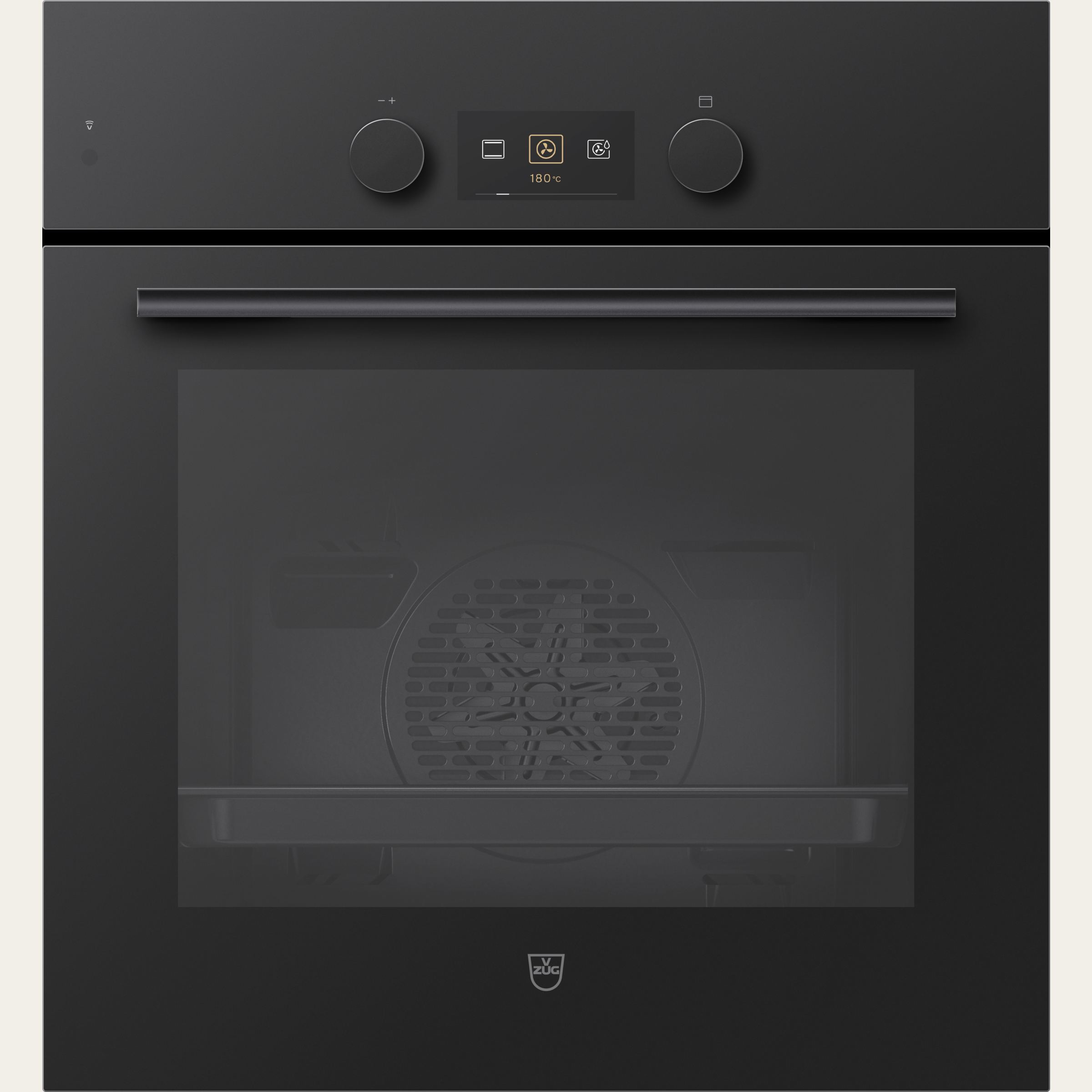 V-ZUG Four Combair V600 6UC, Norme largeur: 55 cm, Norme de hauteur: 60 cm, Verre Nero, Nero, Encastrement dans le meuble inférieur, commutateur rotatif, V-ZUG-Home, 400V