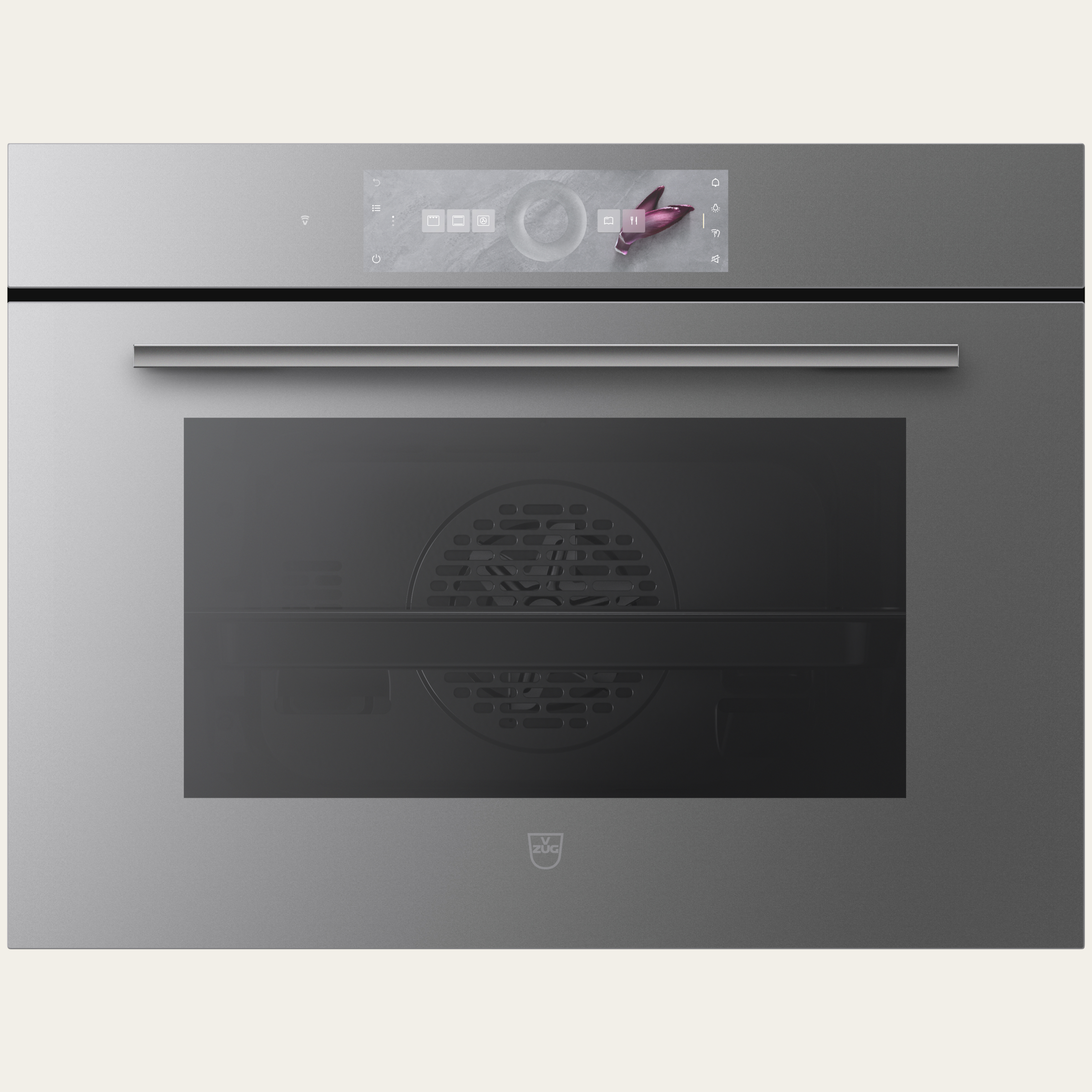V-ZUG Oven Combair V6000 45P, Standard width: 60 cm,Standard height: 45 cm, Platinum mirror glass, Touchscreen with Circleslider, V-ZUG-Home, Pyrolytic self-cleaning