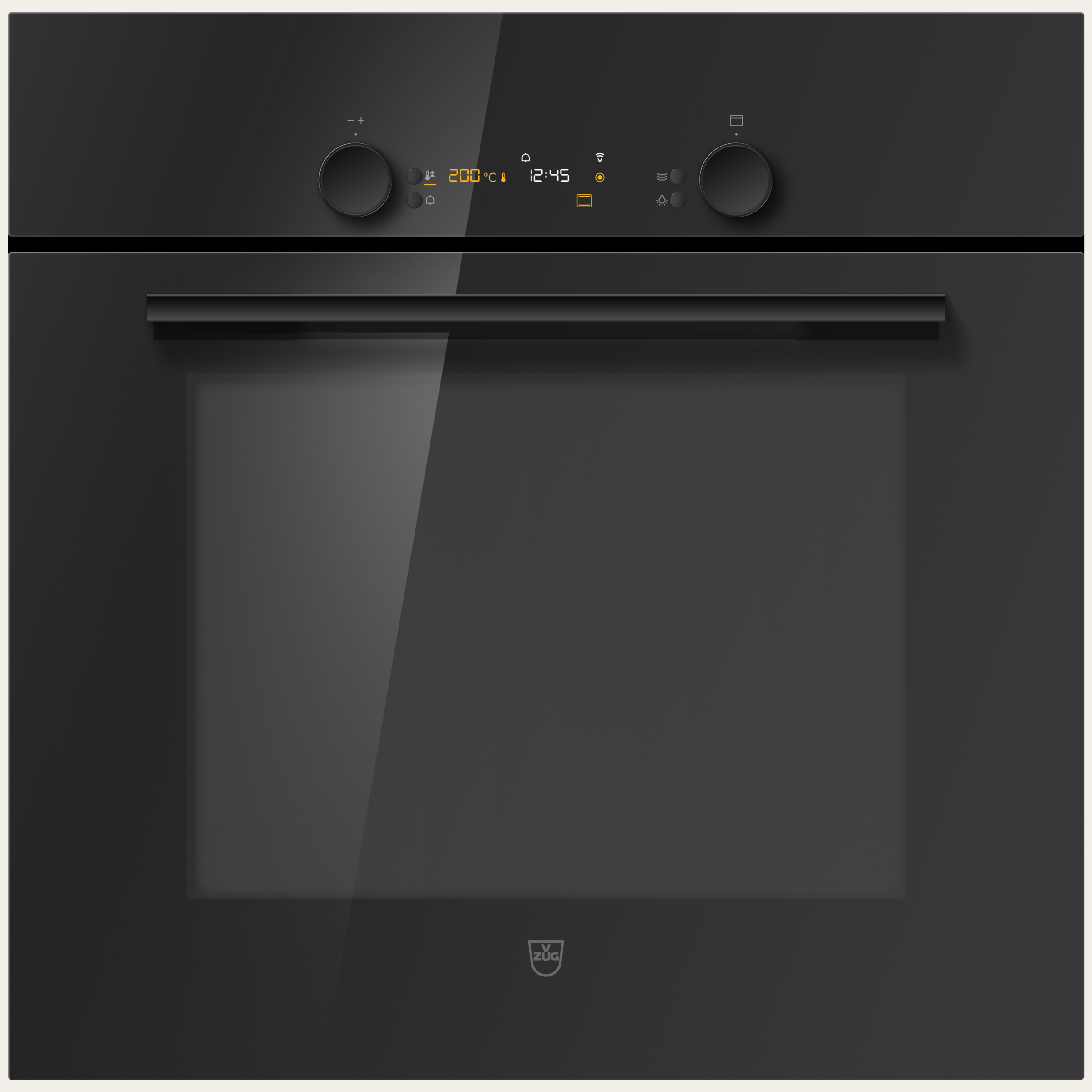 V-ZUG Backofen Combair V600, Breitennorm: 60 cm, Höhennorm: 60 cm, Glas Nero, Griff: Nero, Einbau in Unterschrank, Drehschalter, V-ZUG-Home