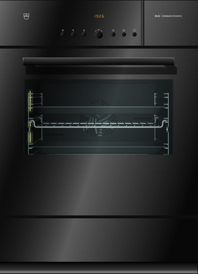 V-ZUG Steamer Combair-Steam N, Breite 55 cm, Design Spiegelglas, Designgriff Nero