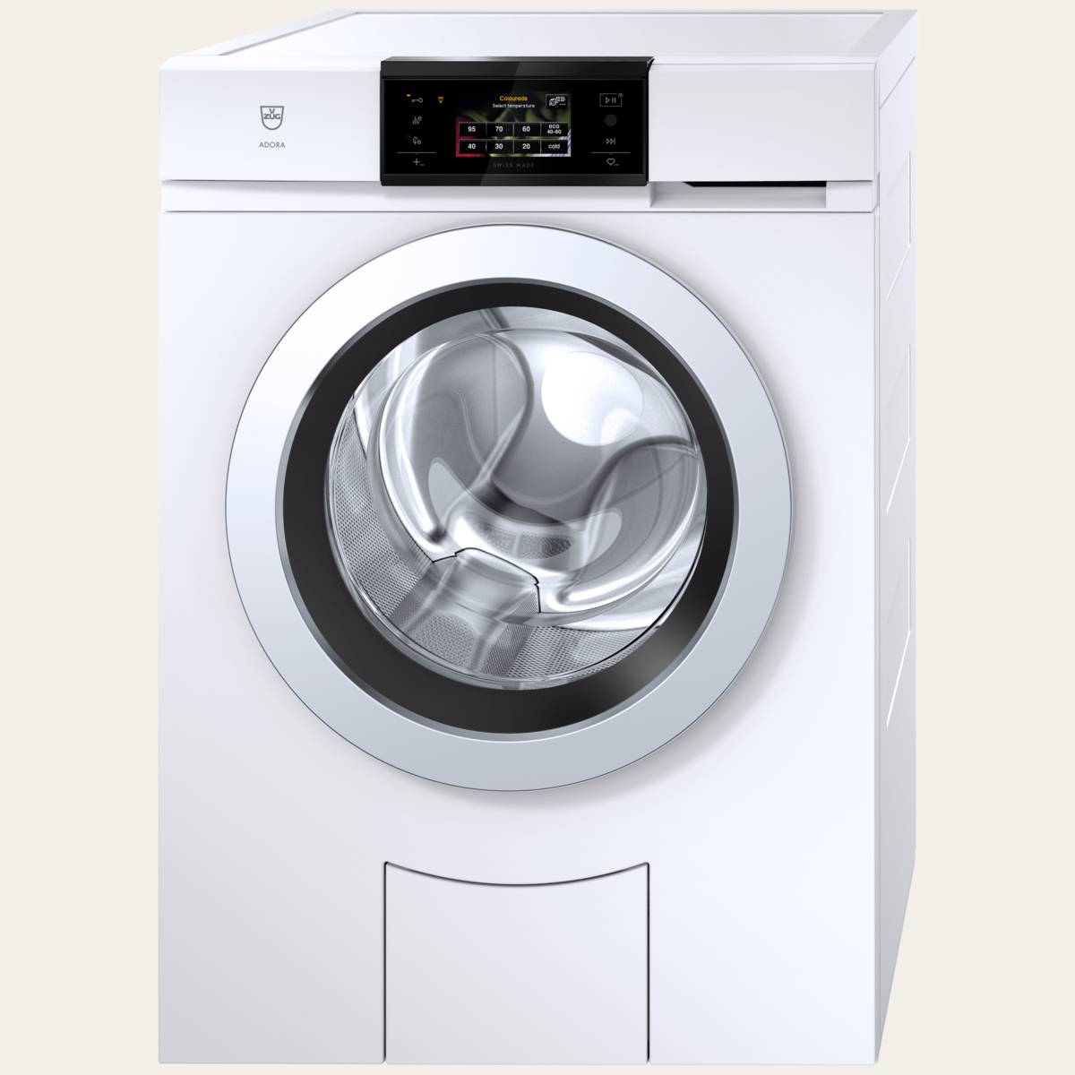 V-ZUG Washing machine AdoraWash V6000, Door hinge: Left, V-ZUG-Home, Door design: Stainless steel, Full-colour graphic display, Nominal capacity: 8 kg