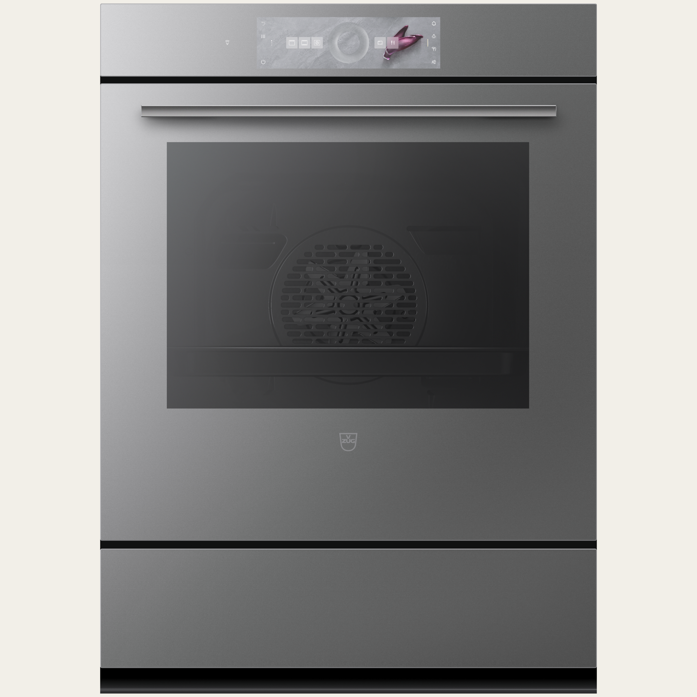 V-ZUG Backofen Combair V4000 76C, Breitennorm: 55 cm, Höhennorm: 76.2 cm, Spiegelglas Platinum, Touchscreen mit CircleSlider, V-ZUG-Home, TopClean, Geräteschublade