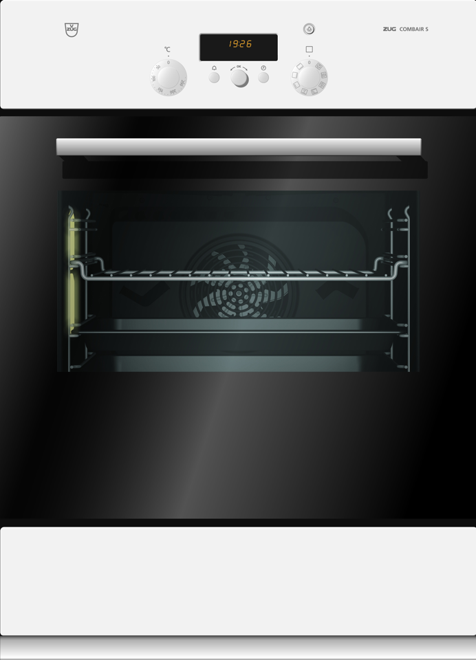 V-ZUG Backofen Combair S, Breite 55 cm, Design Weiss, Designgriff Weiss, 400V, integrierter Dunstabzug, Geräteschublade