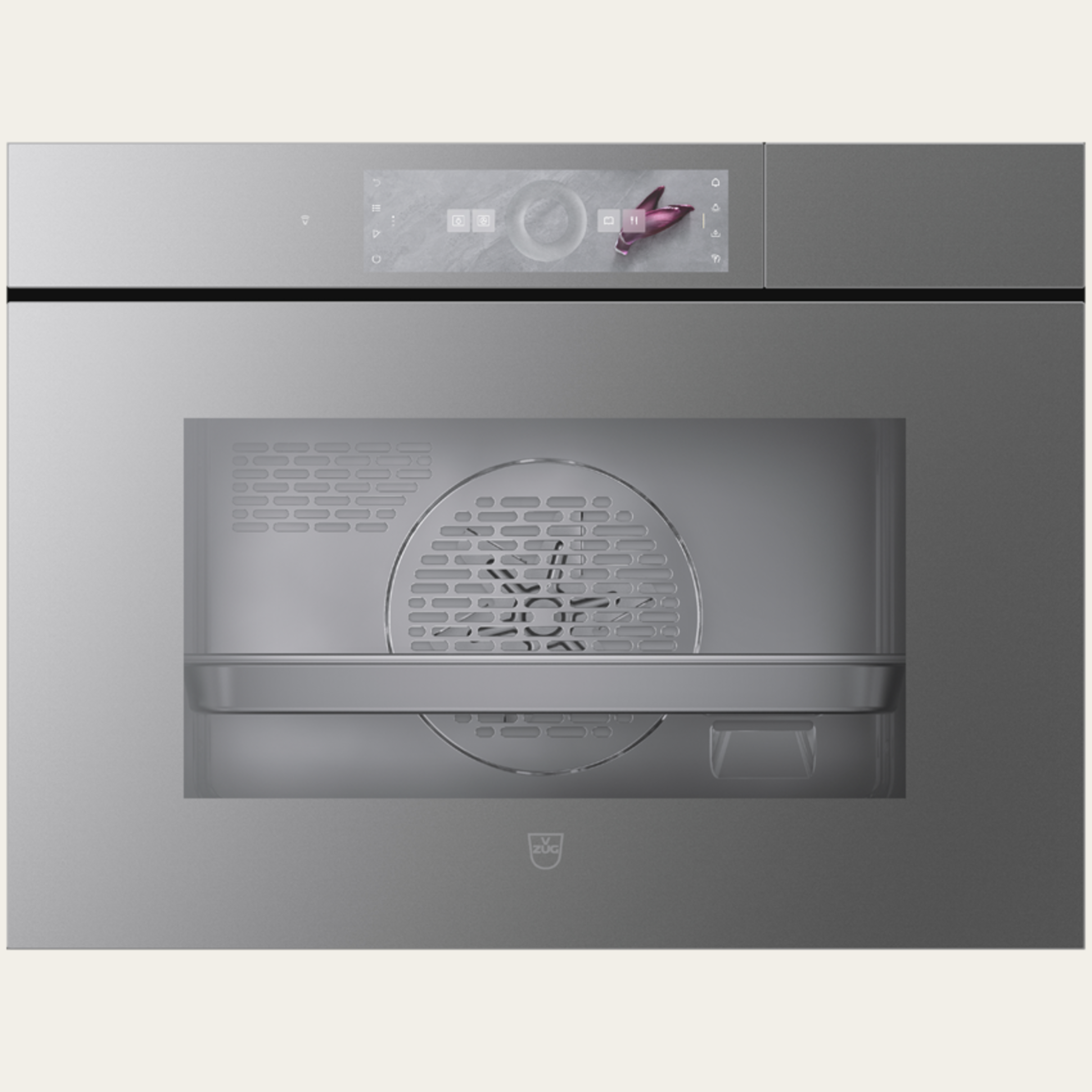 V-ZUG Stoomoven CombiSteamer V6000 45, Breedte: 60 cm, Hoogte: 45 cm, Spiegelglas Platinum, Greeploos, Aanraakscherm met CircleSlider-bediening, V-ZUG-Home