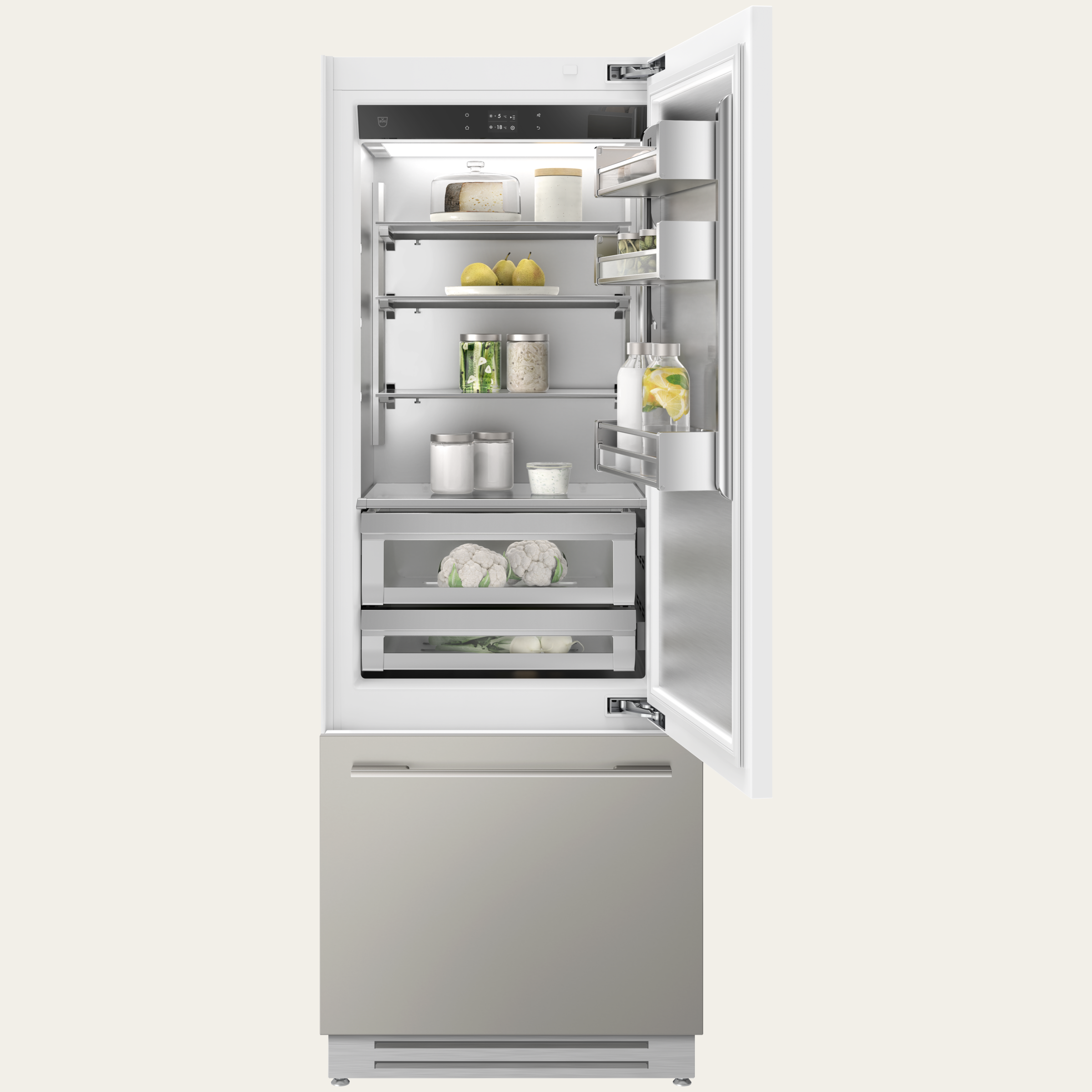 V-ZUG Refrigerator/freezer CombiCooler V6000 75 Supreme, Standard width: 75 cm, Standard height: 205 cm, Fully integratable, Door hinge:Right, Energy efficiency class: E, TouchControl, NoFrost
