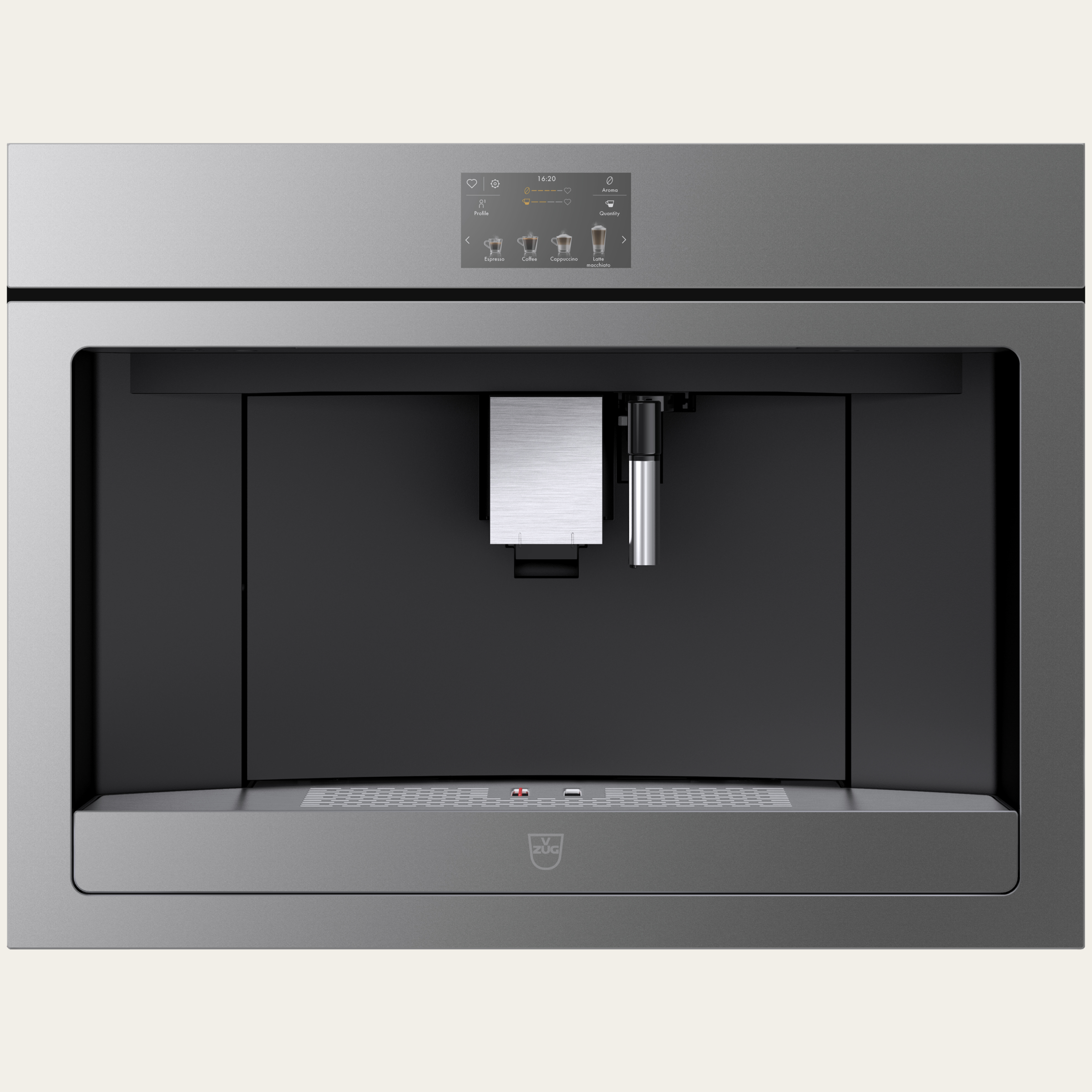 V-ZUG Coffee-Centre CoffeeCenter V6000 45, Standard width: 60 cm, Standard height: 45 cm, Platinum mirrorglass, TouchControl, Energy efficiency: A