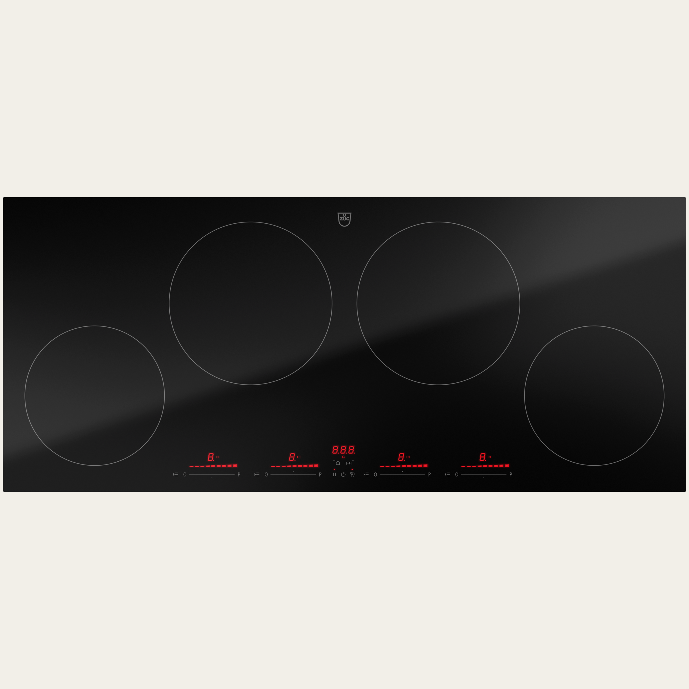 V-ZUG Kochfeld CookTop V4000 I904, Induktion, Breitennorm: 90 cm, BlackDesign, DualDesign, Multi-Slider/Direktwahl, Slider-Bedienung, Kochzonen: 4