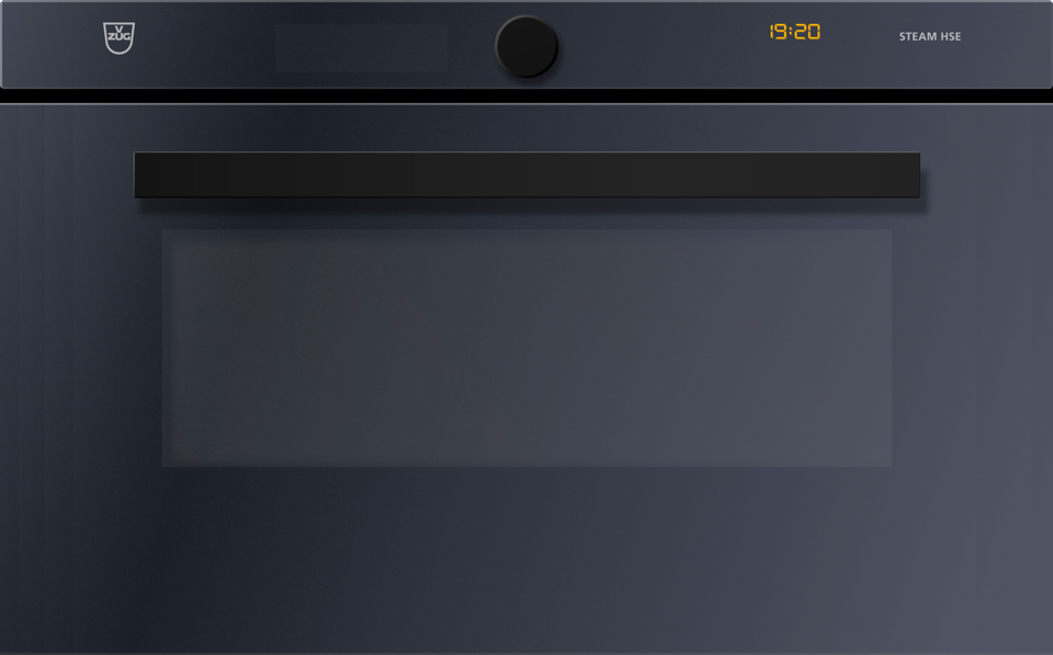 V-ZUG Steamer Steam HSE, Breite 55 cm, Design Spiegelglas, Designgriff Nero, 230V