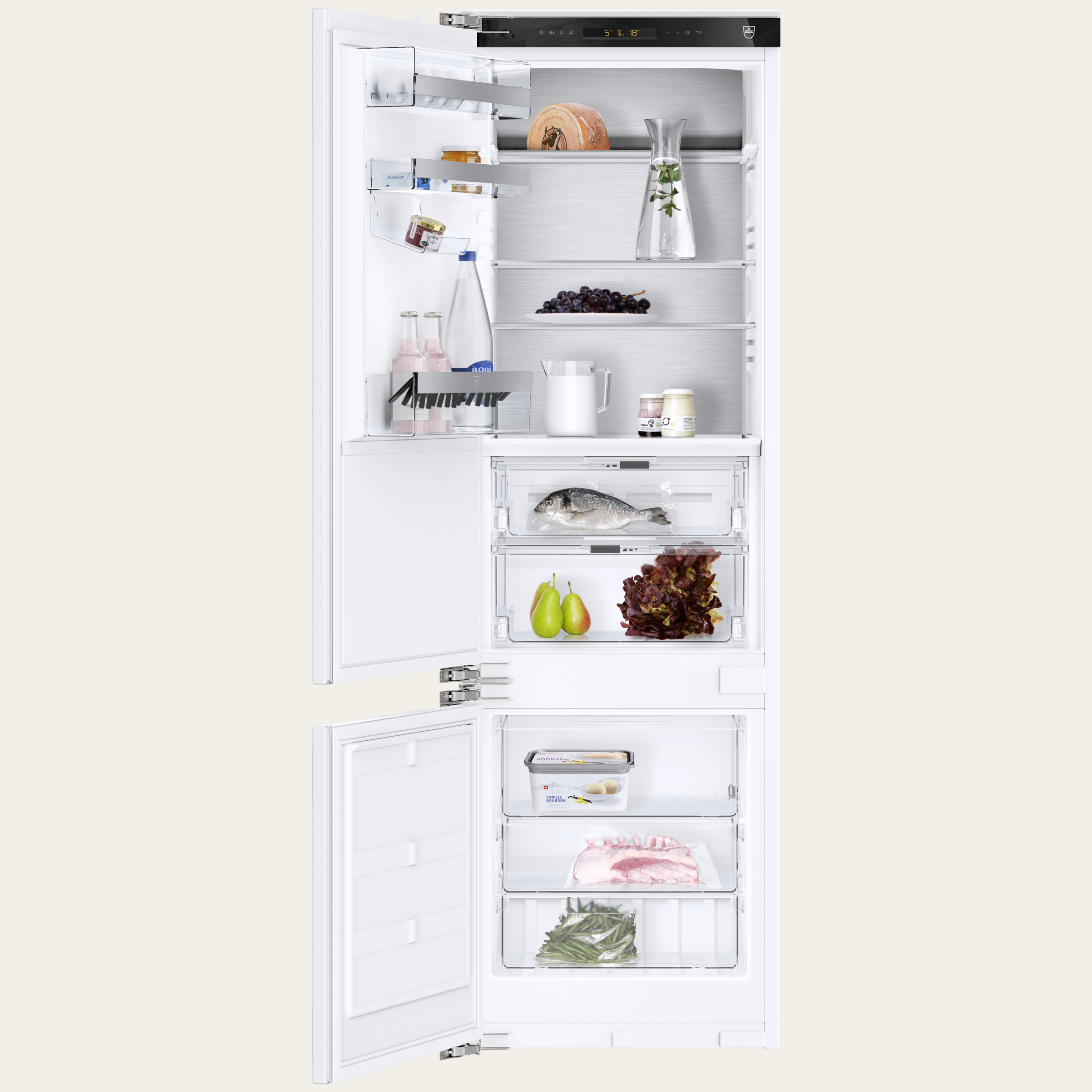 V-ZUG Réfrigérateur/congélateur CombiCooler V4000 178KNI, Norme largeur: 55 cm, Norme de hauteur: 177.8 cm, Entièrement intégrable, Charnière:gauche, Classe d’efficacité énergétique: C, TouchControl, Dégivrageautomatique, Zone FreshControl