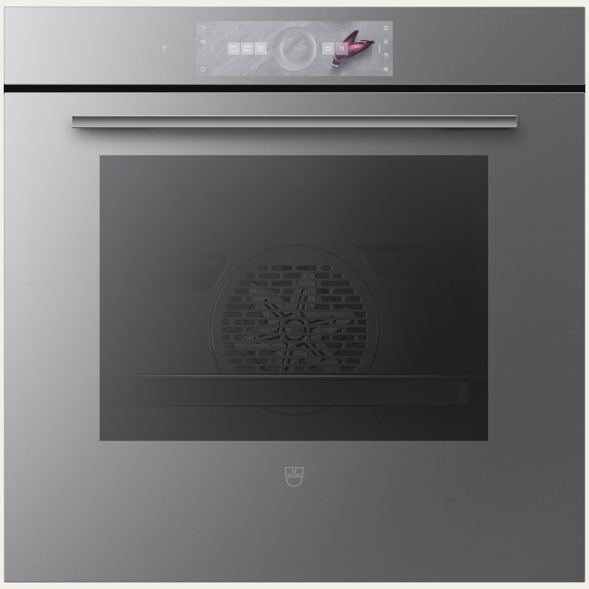 V-ZUG Backofen Combair V6000 60P, Breitennorm: 60 cm, Höhennorm: 60 cm, Spiegelglas Platinum, Touchscreen mit CircleSlider, V-ZUG-Home, Pyrolytische Selbstreinigung