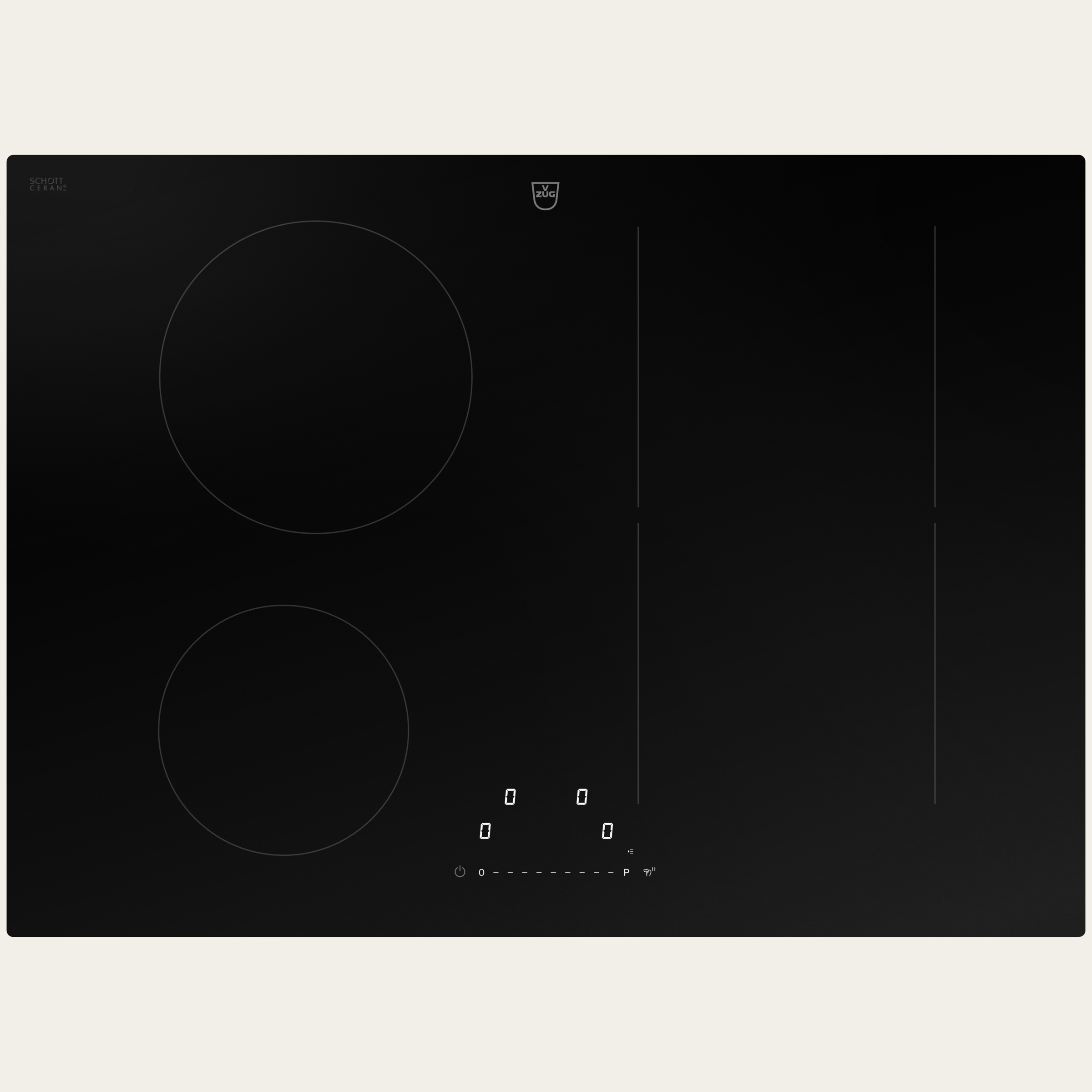 V-ZUG Hob CookTop V2000 I704, Induction, Standard width: 70 cm, BlackDesign, DualDesign, OptiLink, Single slider, Slider control, Cooking zones: 4