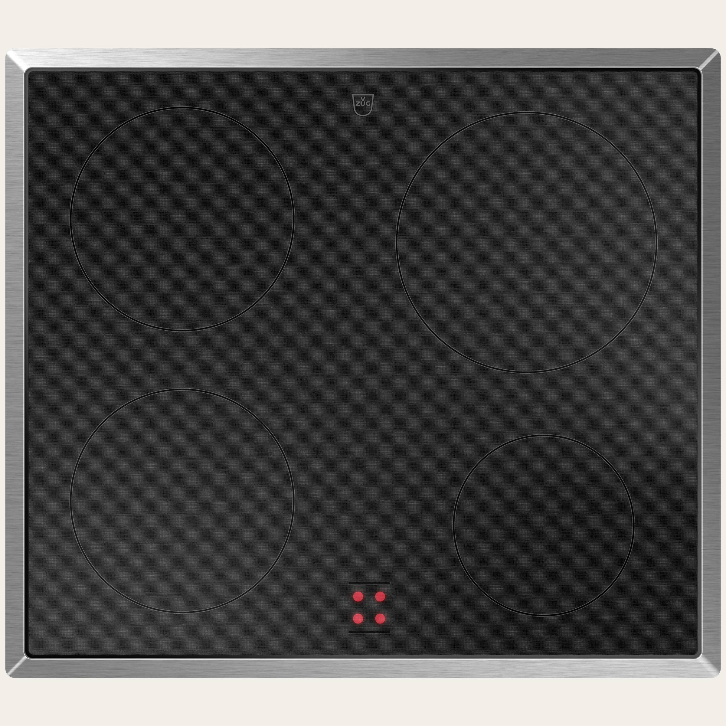 V-ZUG Table de cuisson CookTop V200 E604, Corps de chauffe à rayonnement, Norme largeur: 60 cm, ClassicDesign, Cadre chrome, Commande externe de la cuisinière / Commutateur rotatif, Zones de cuisson: 4
