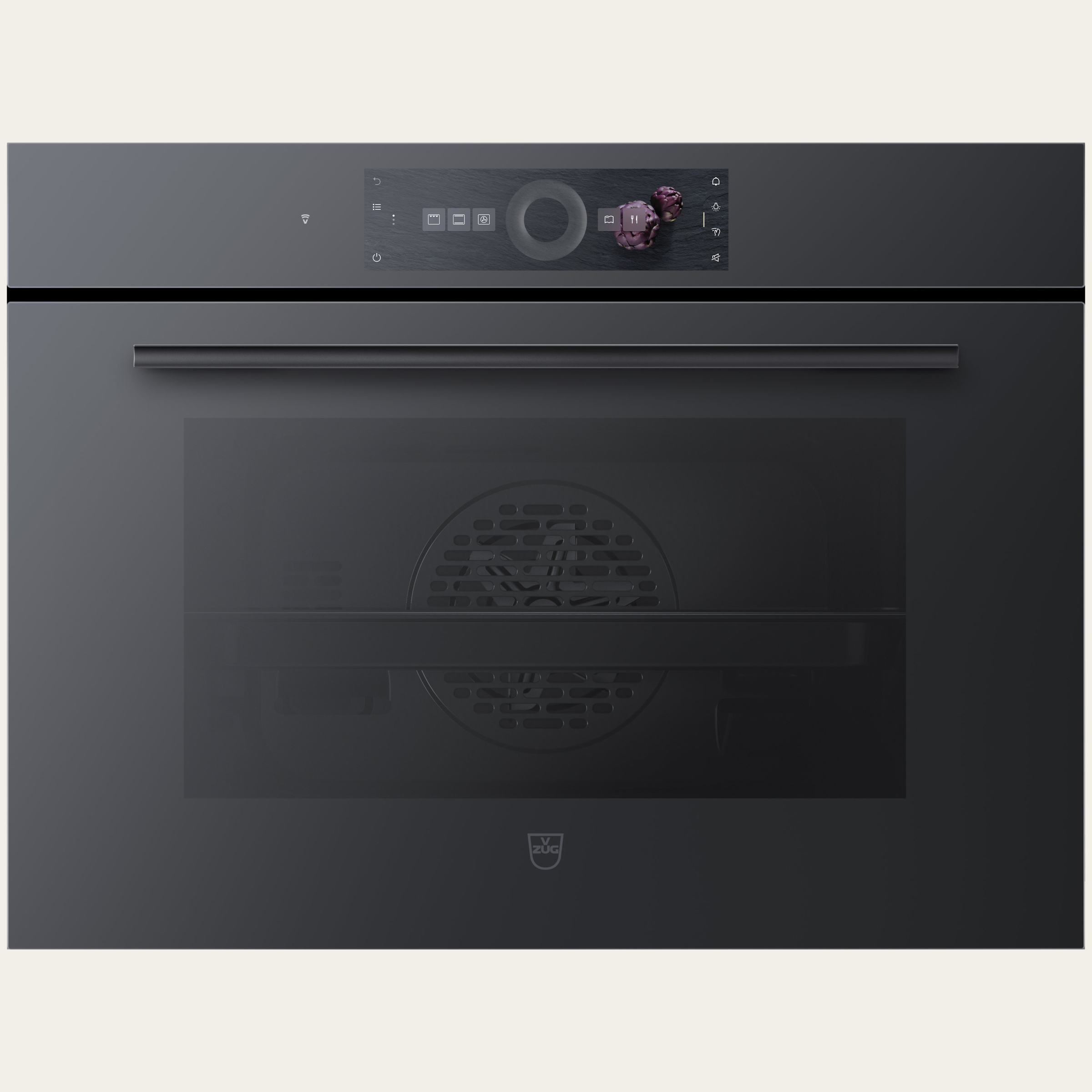 V-ZUG Bakoven Combair V4000 45P, Breedte: 60 cm, Hoogte: 45 cm, Spiegelglas zwart, Aanraakscherm met CircleSlider-bediening, V-ZUG-Home, Pyrolytische zelfreinigingsfunctie