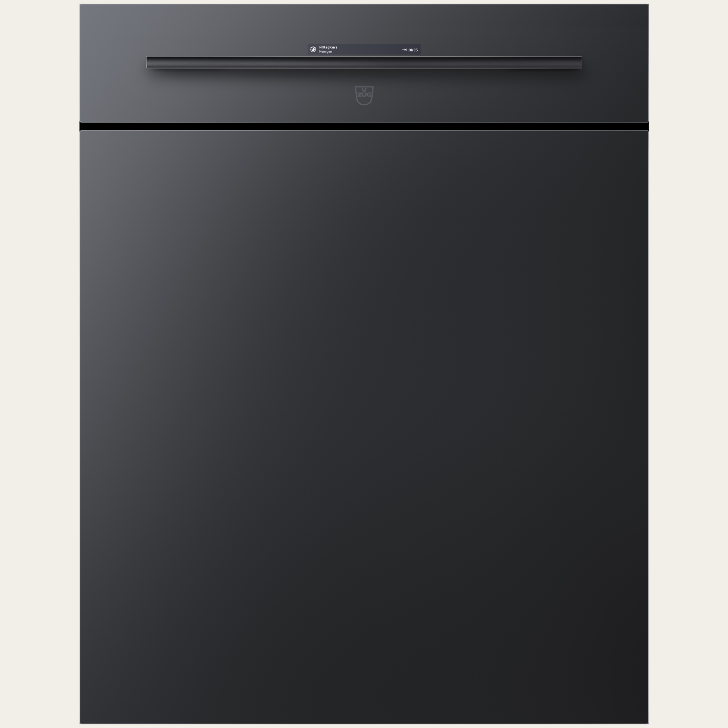 V-ZUG Dishwasher AdoraDish V6000, Black glass, Handle: Black designer handle, V-ZUG-Home, Standard width:60.0 cm, Size: standard, LCD-Display