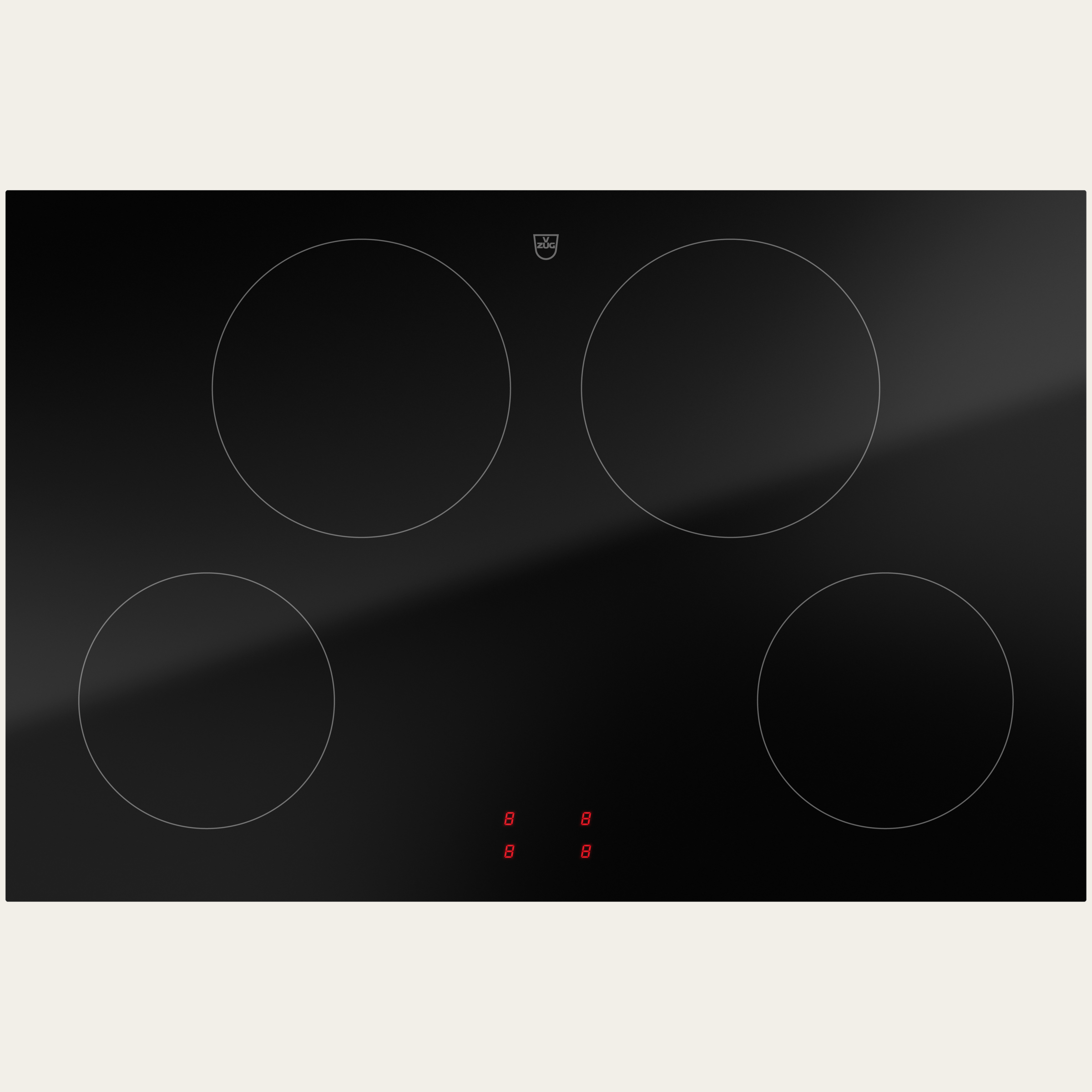 V-ZUG Table de cuisson CookTop V2000 J804, Induction, Norme largeur: 80 cm, BlackDesign, DualDesign, Commande à manette externe, Zones de cuisson: 4