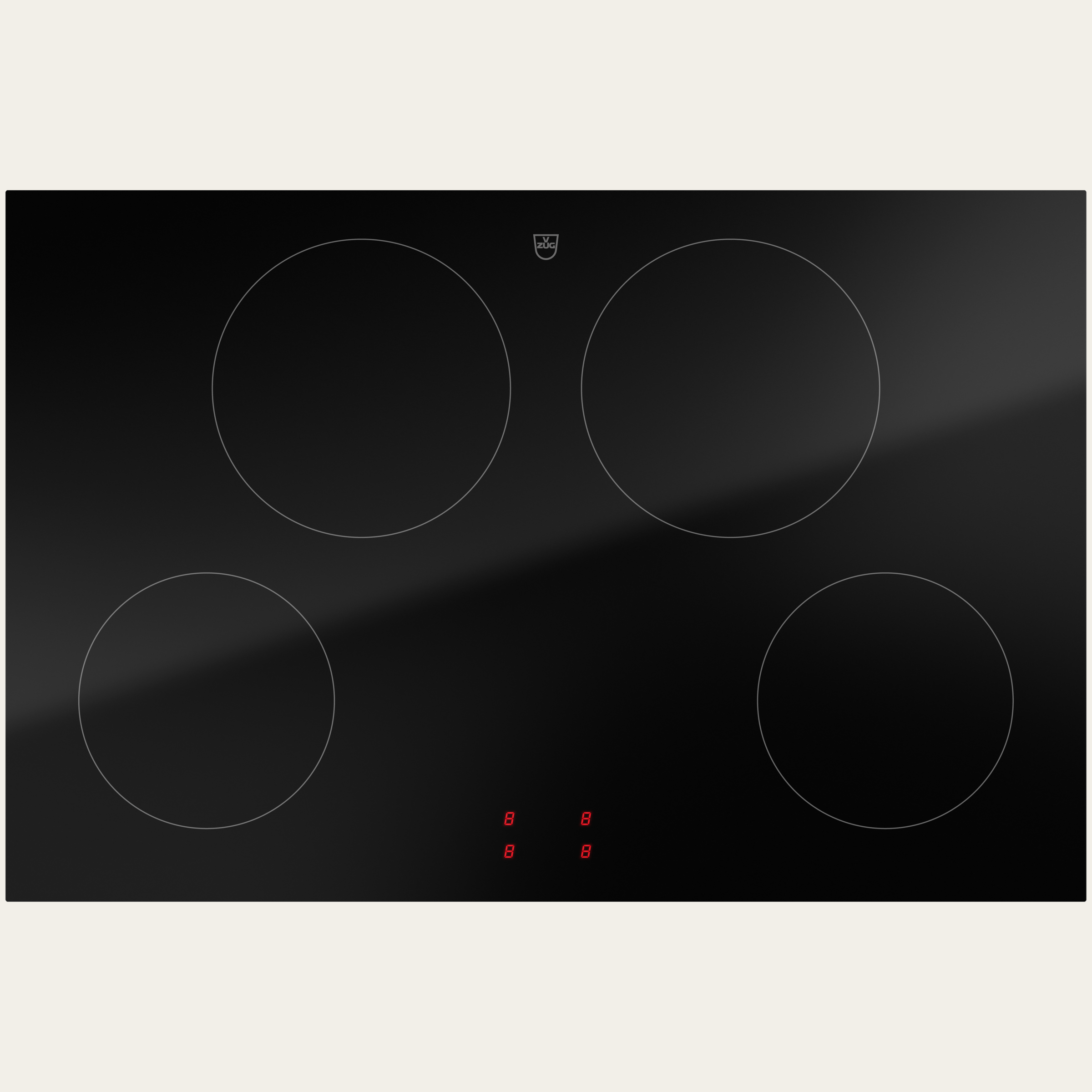 V-ZUG Hob CookTop V2000 J804, Induction, Standard width: 80 cm, BlackDesign, DualDesign, external toggle control, Cooking zones: 4
