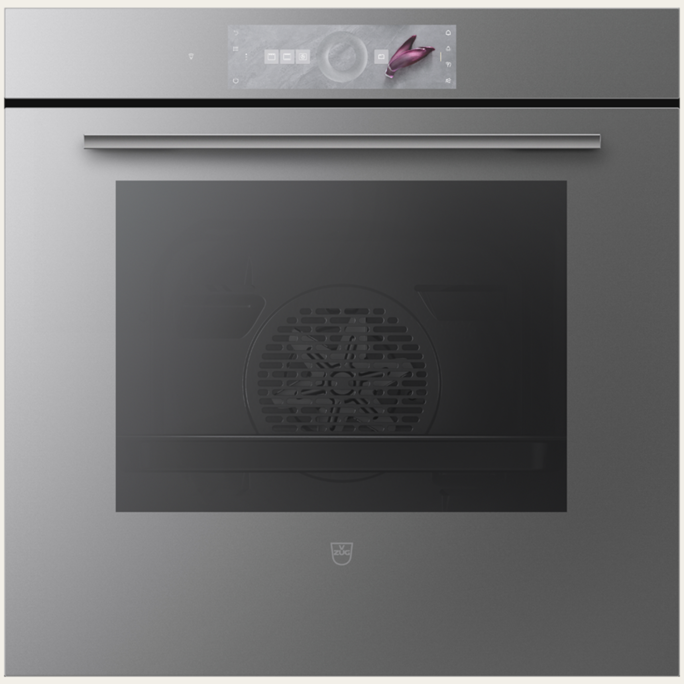 V-ZUG Backofen Combair V2000 60, Breitennorm: 60 cm,Höhennorm: 60 cm, Spiegelglas Platinum, Touchscreen mit CircleSlider, V-ZUG-Home