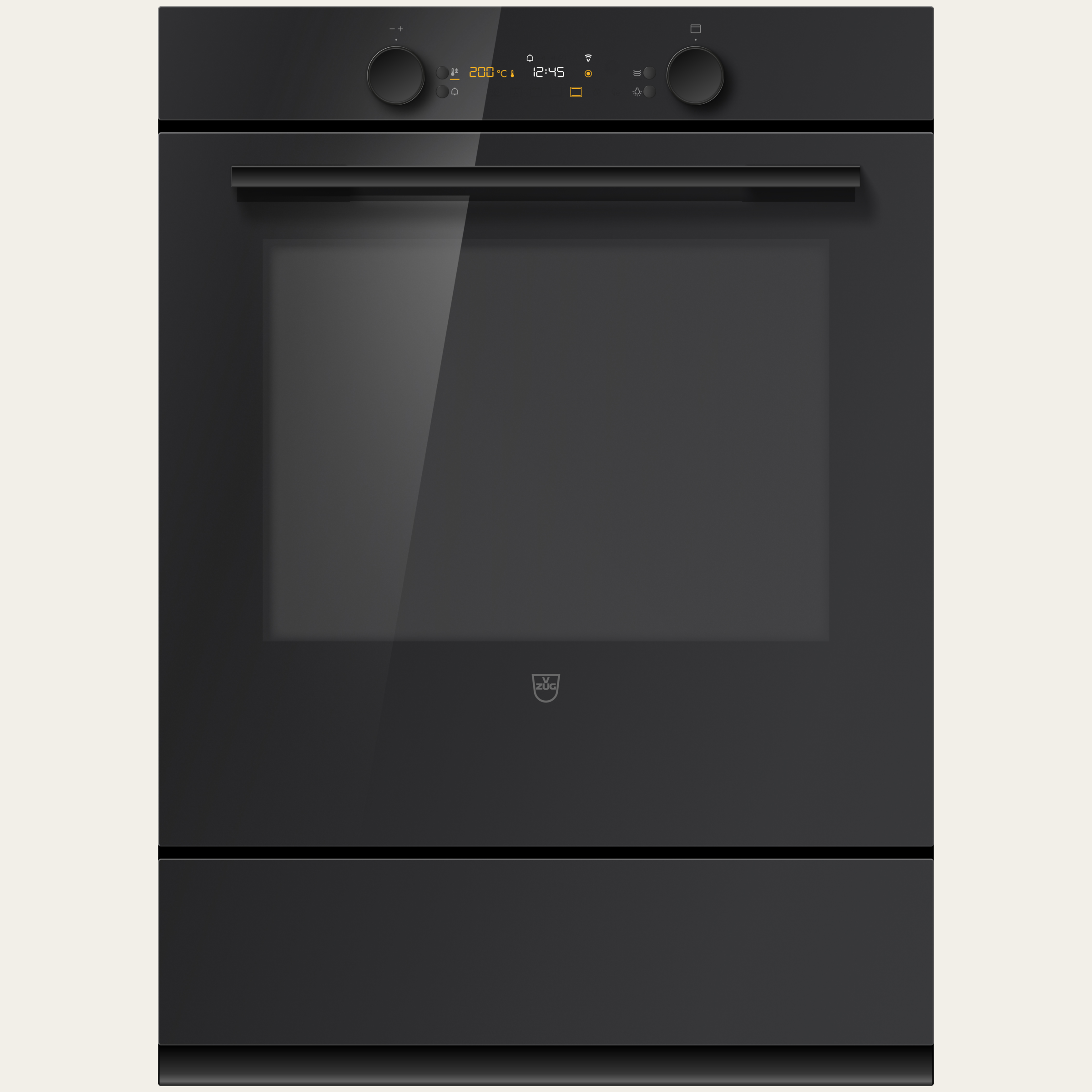 V-ZUG Backofen Combair V600 76C, Breitennorm: 55 cm, Höhennorm: 76.2 cm, Glas Nero, Griff: Nero, Drehschalter, V-ZUG-Home, Geräteschublade beheizbar
