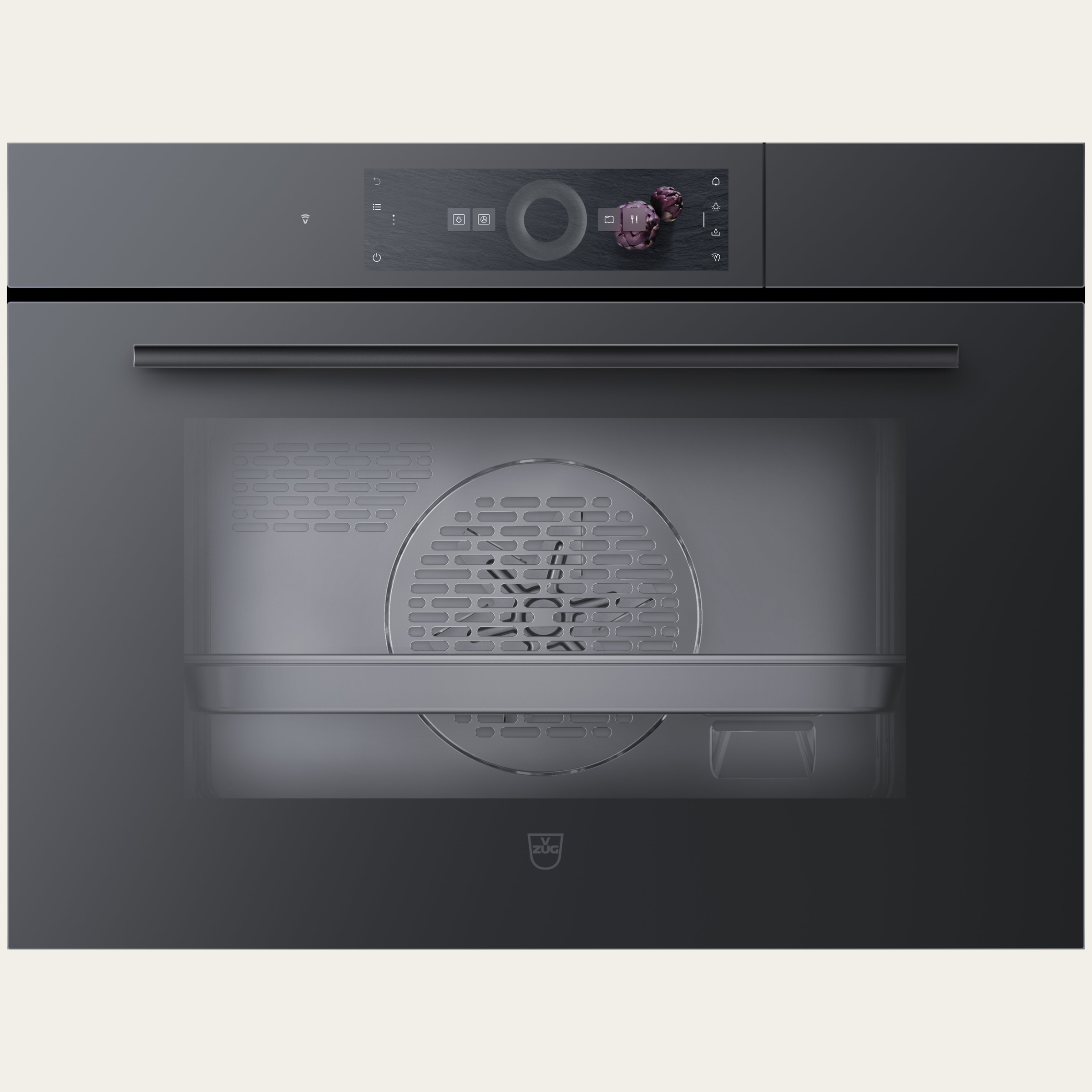 V-ZUG Forno a vapore CombiSteamer V6000 45, Standarddi larghezza: 60 cm, Norma per l'altezza: 45 cm, Vetro a specchio nero, Touchscreen con CircleSlider, V-ZUG-Home