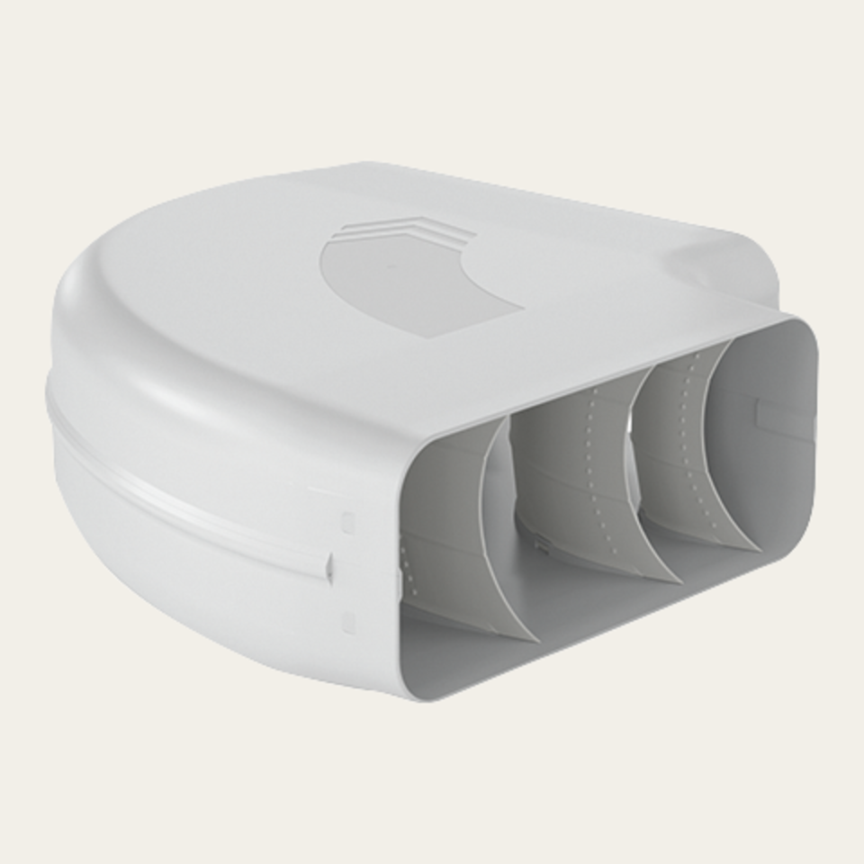 Prime curva a 90° per canale piatto, orizzontale per canale piatto, L 222 x A 89 x P 289 mm